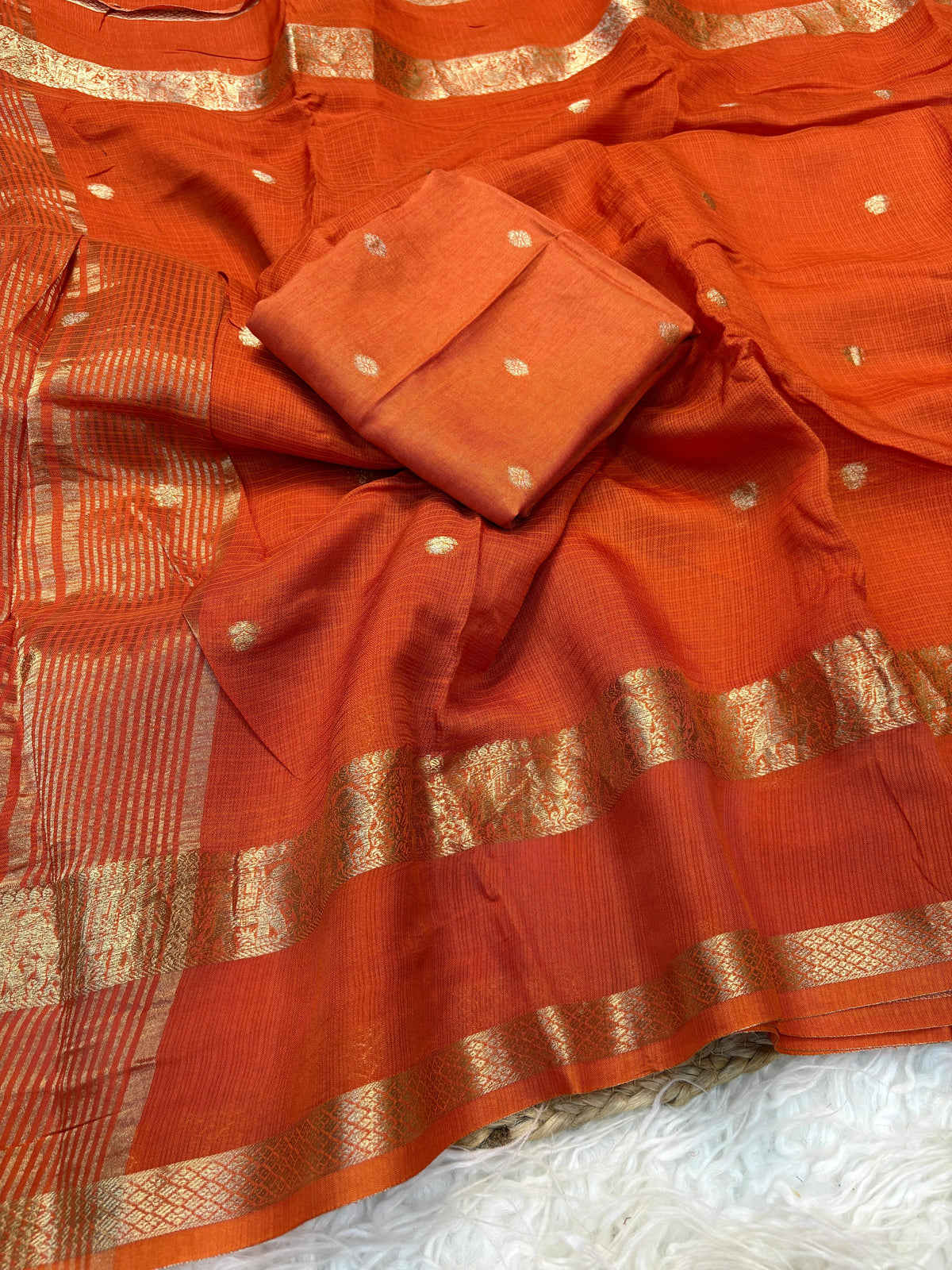 Pure Viscose Kota Doriya Saree with Jacquard Weaving Border