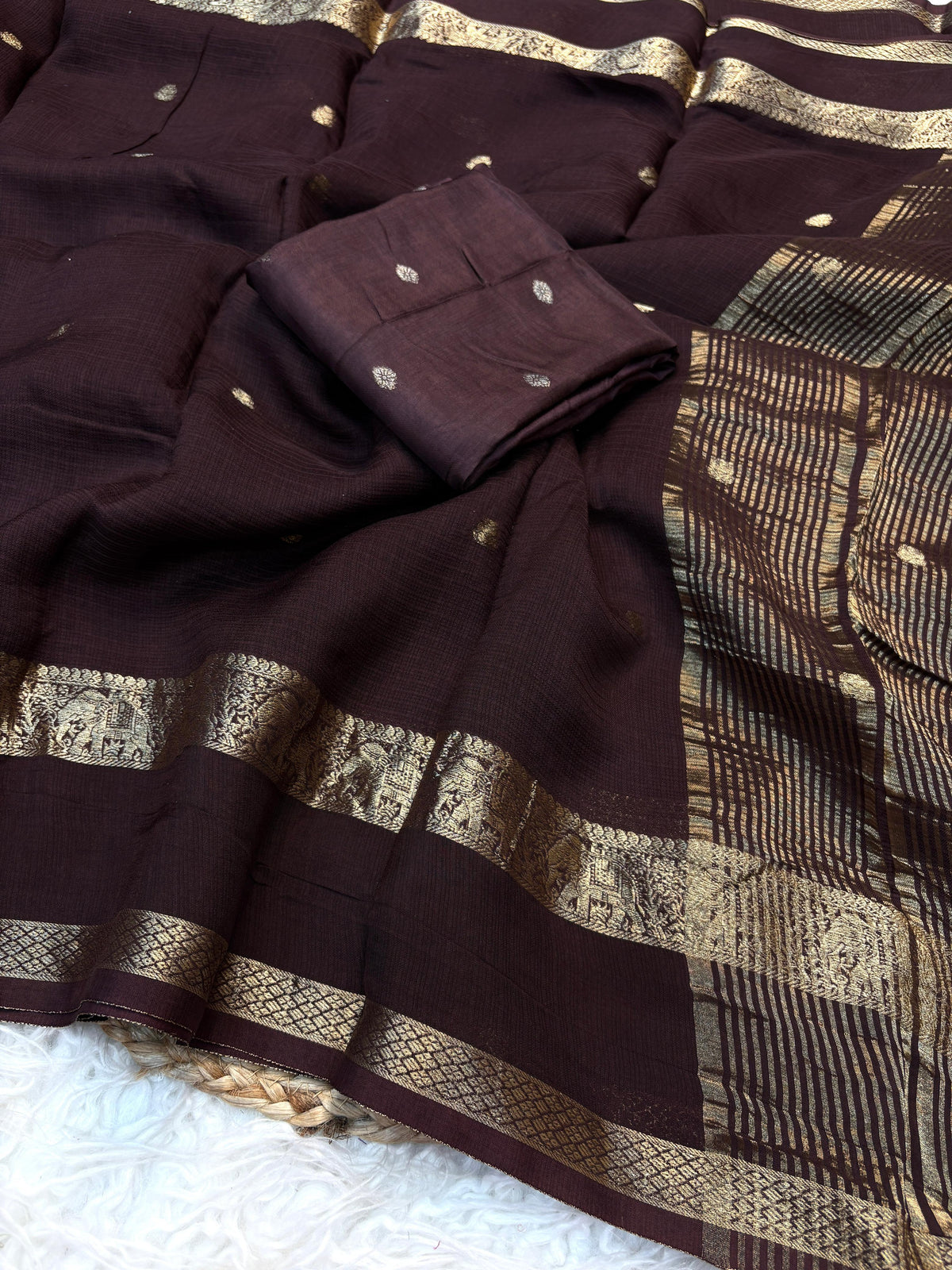 Pure Viscose Kota Doriya Saree with Jacquard Weaving Border