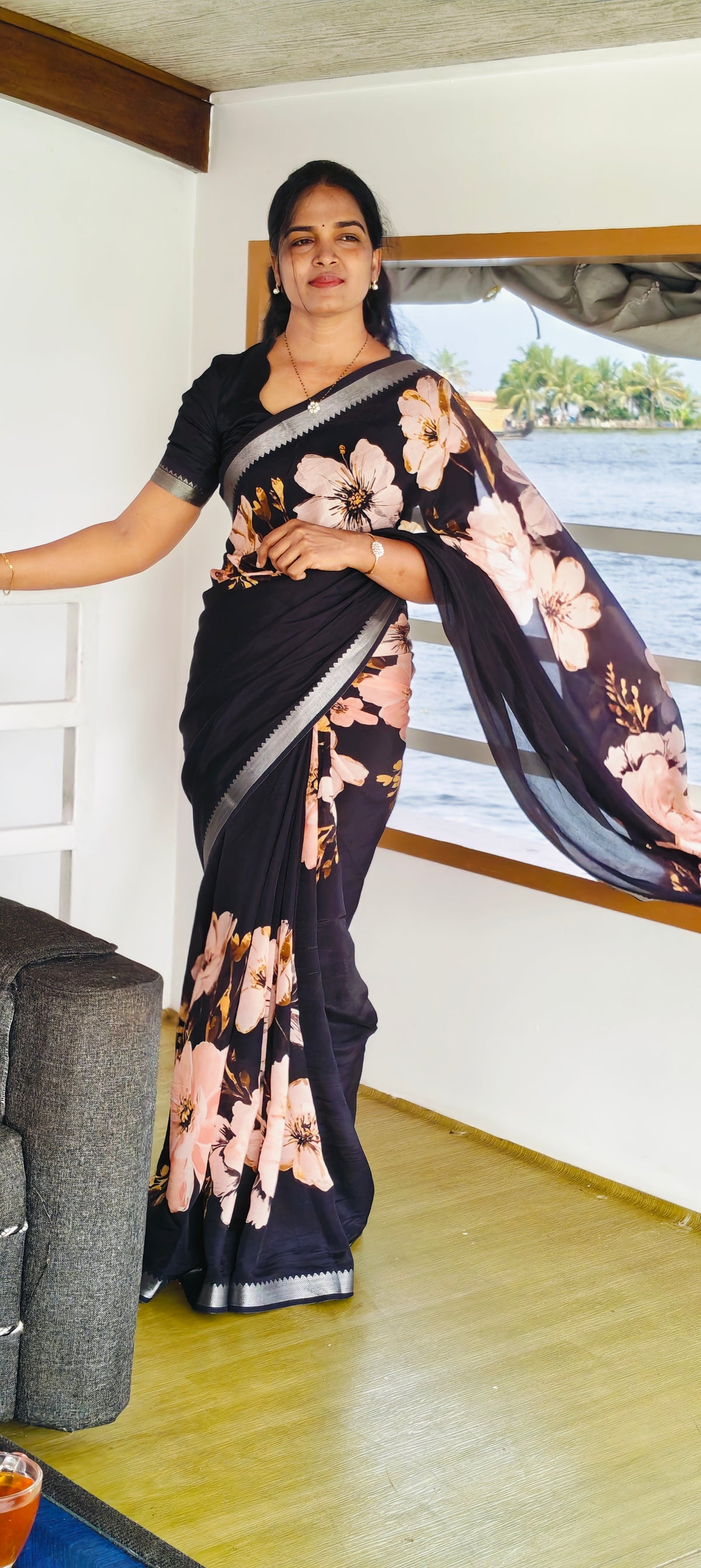 Mangalagiri Floral Digital Pattu Saree LSS59