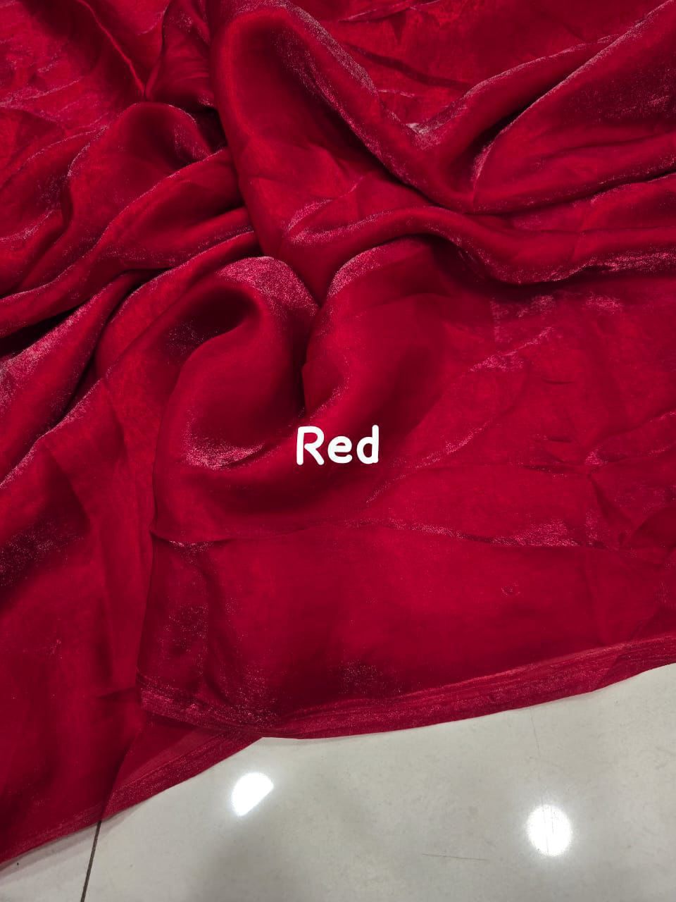 Red fabric with 'Red' text label 