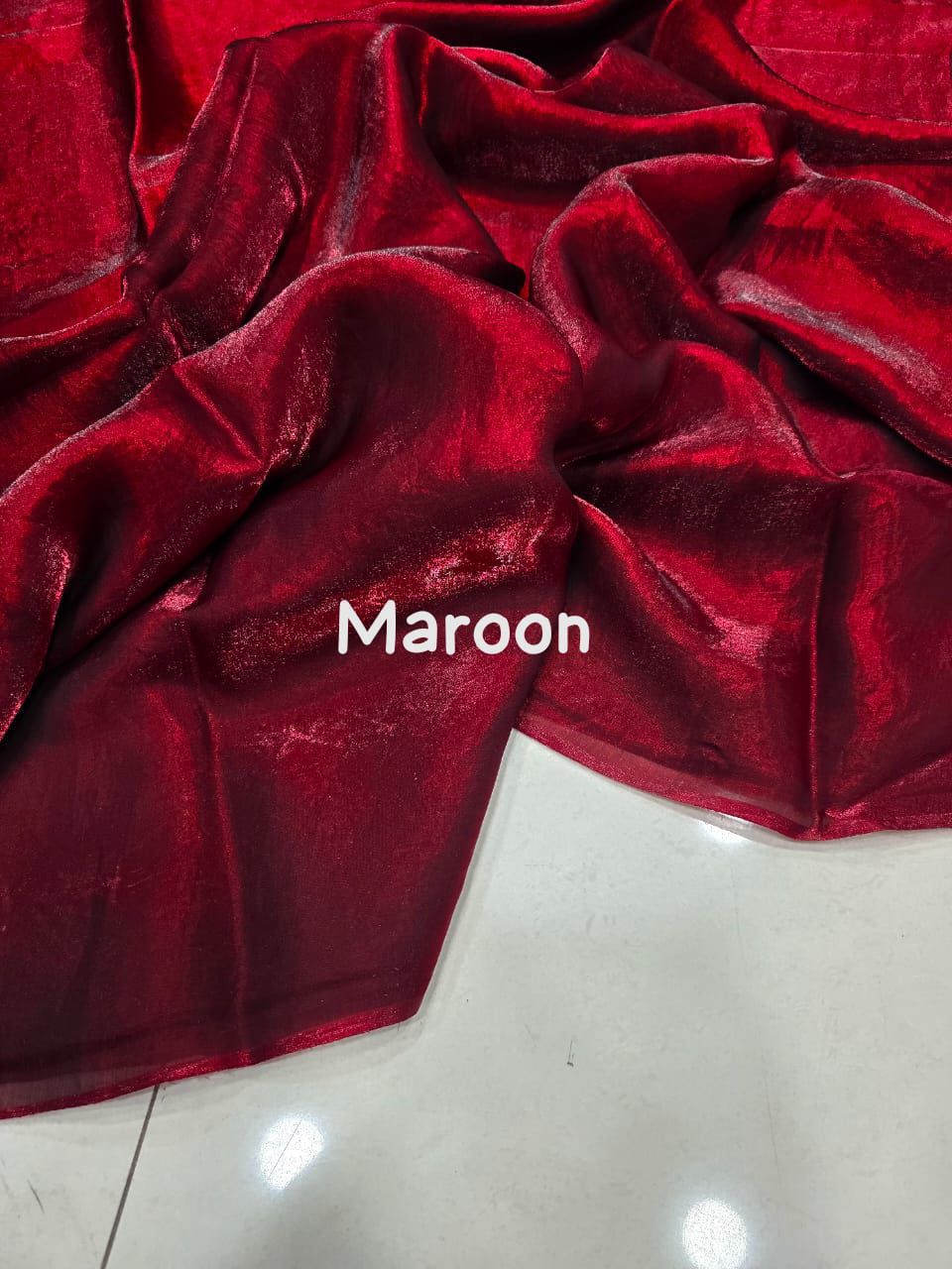 Maroon fabric on a white background with 'Maroon' text overlay