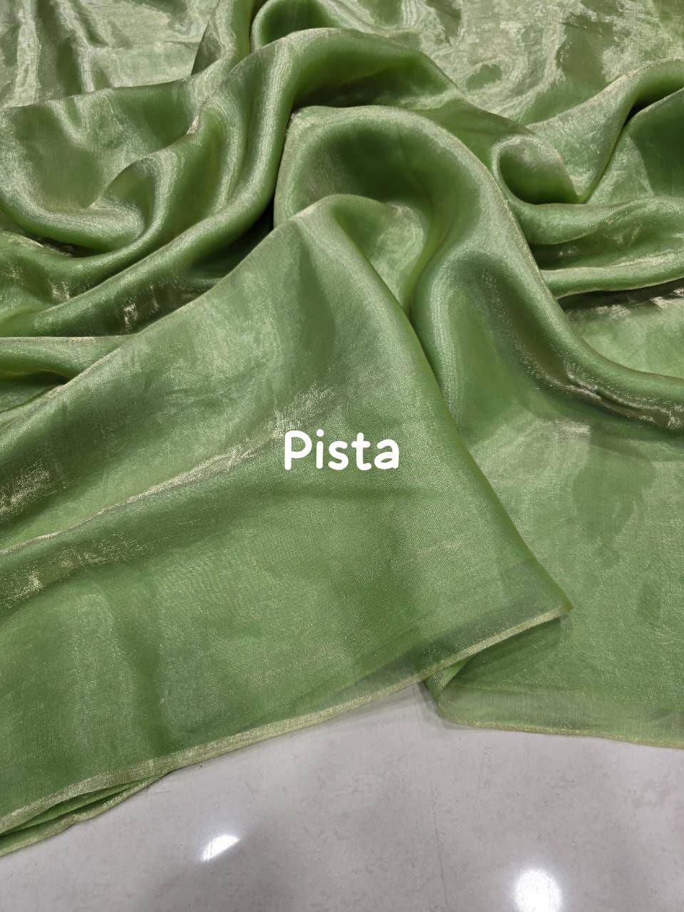 Pista Green fabric with 'Pista' label