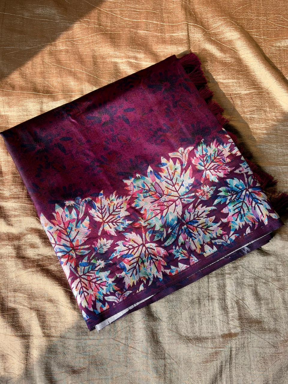 Wine fabric with floral pattern 