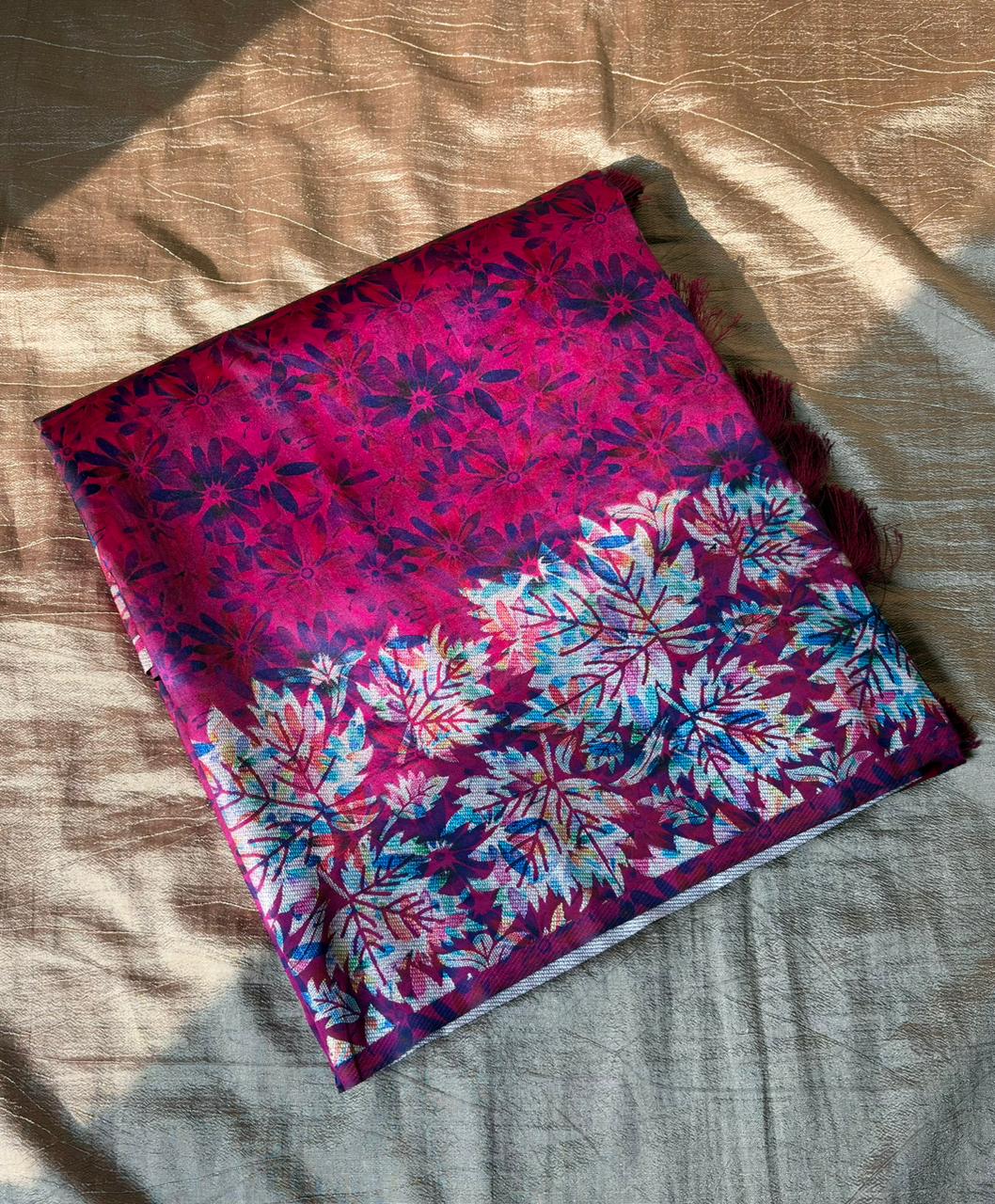 Pink fabric with floral patterns 