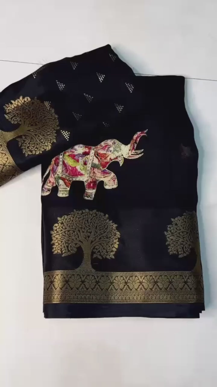Jacquard border Maheshwari silk saree
