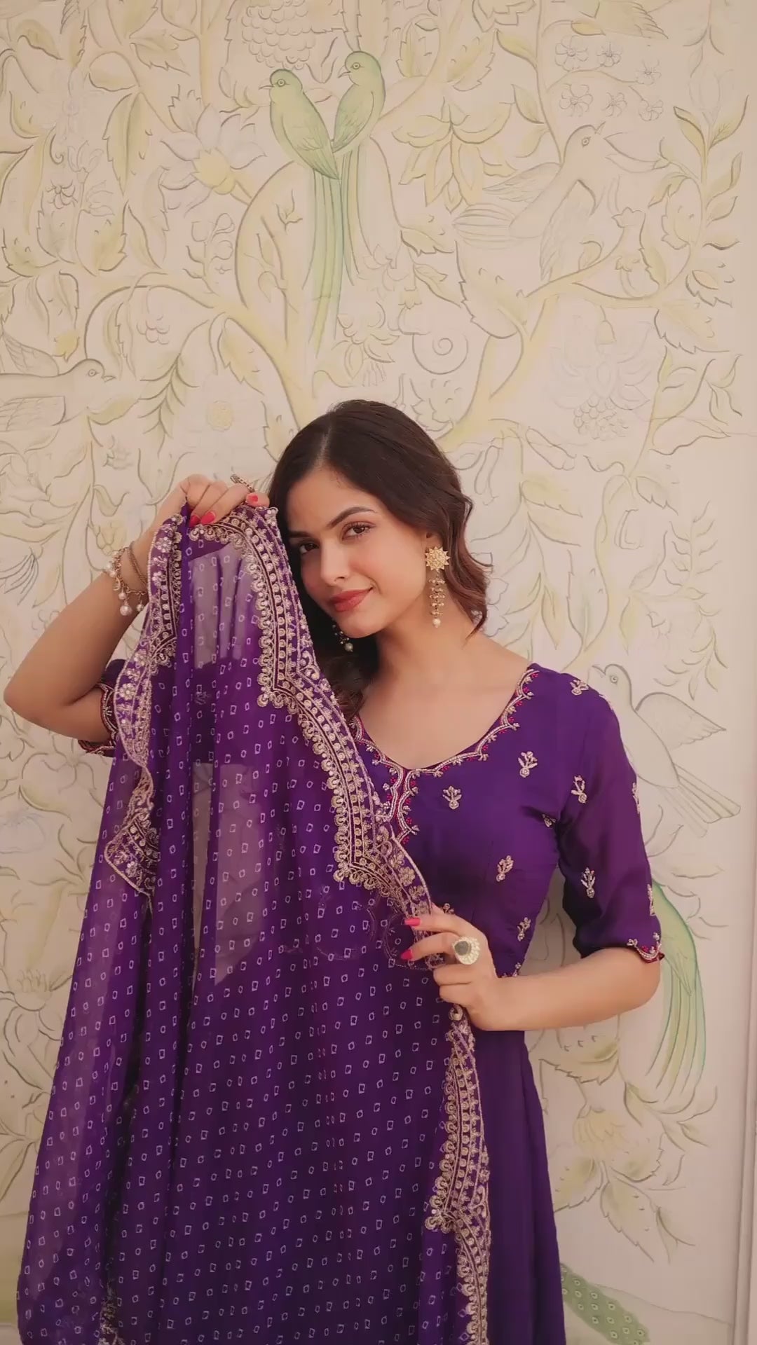 purple and pink chudidars