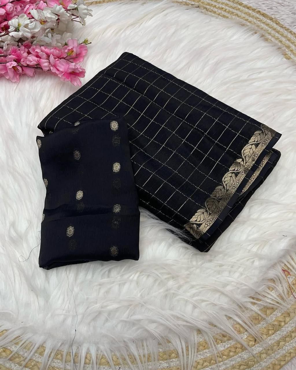 Black Viscose Georgette Saree 