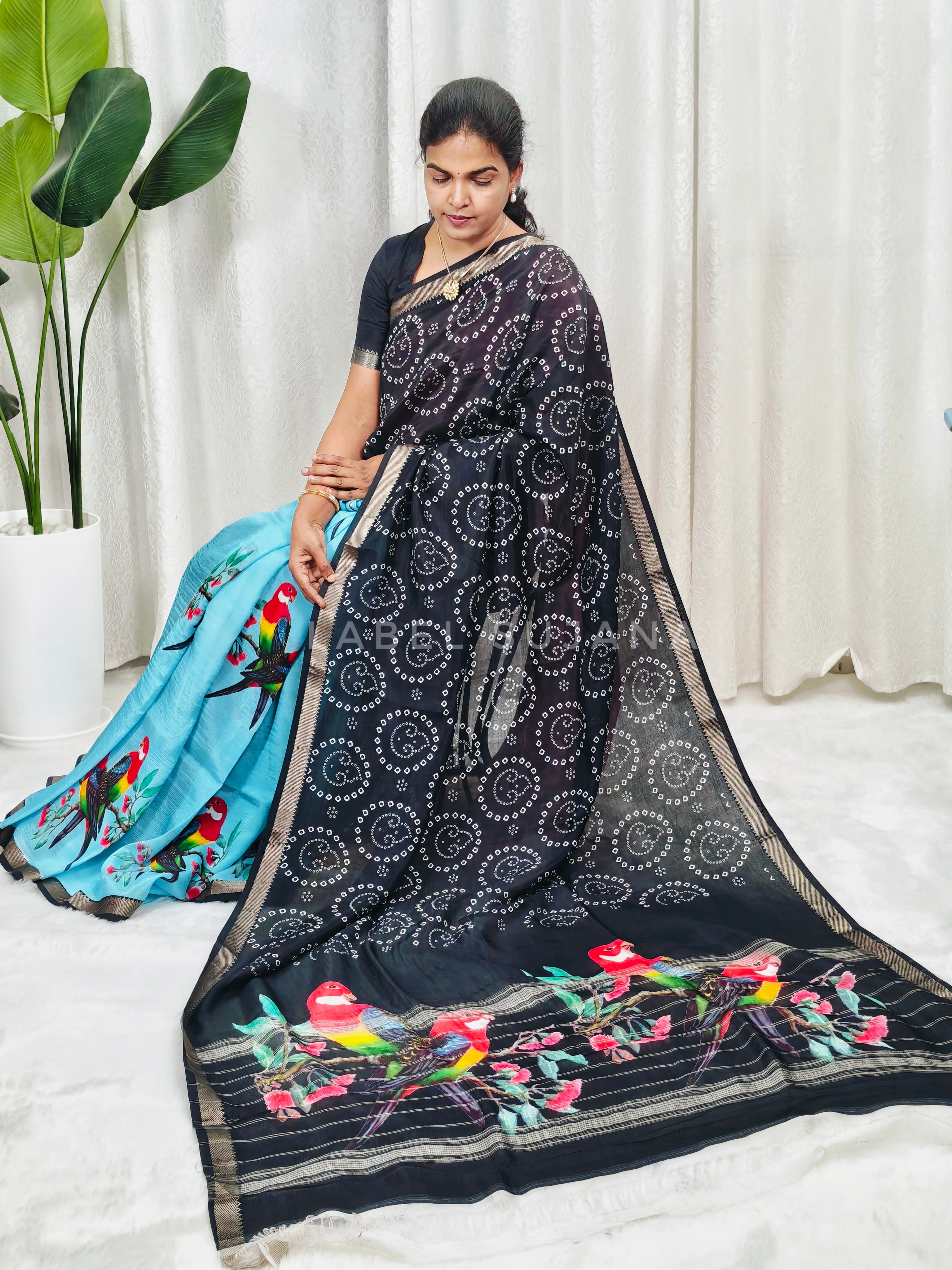 Langa Voni Style Mangalagiri Digital Pattu Saree LSS15