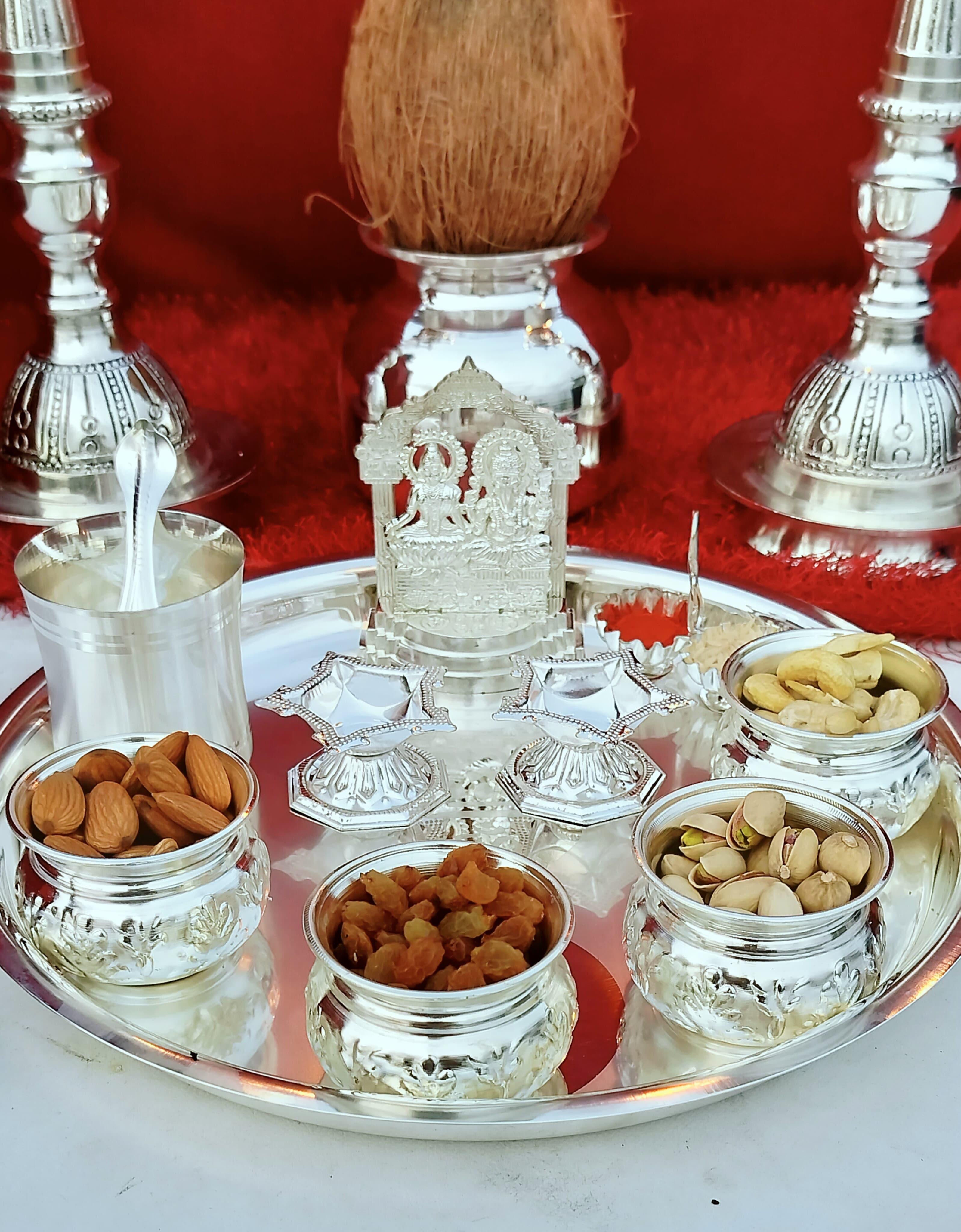 German silver laxmi ganesh pooja set