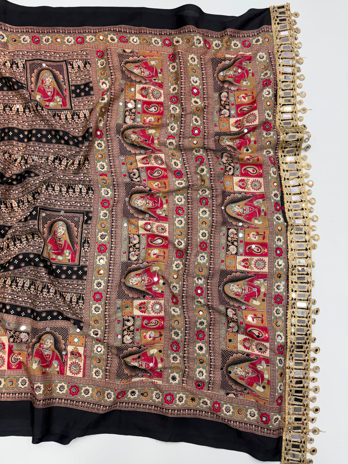Ajarakh Viscose satin silk saree