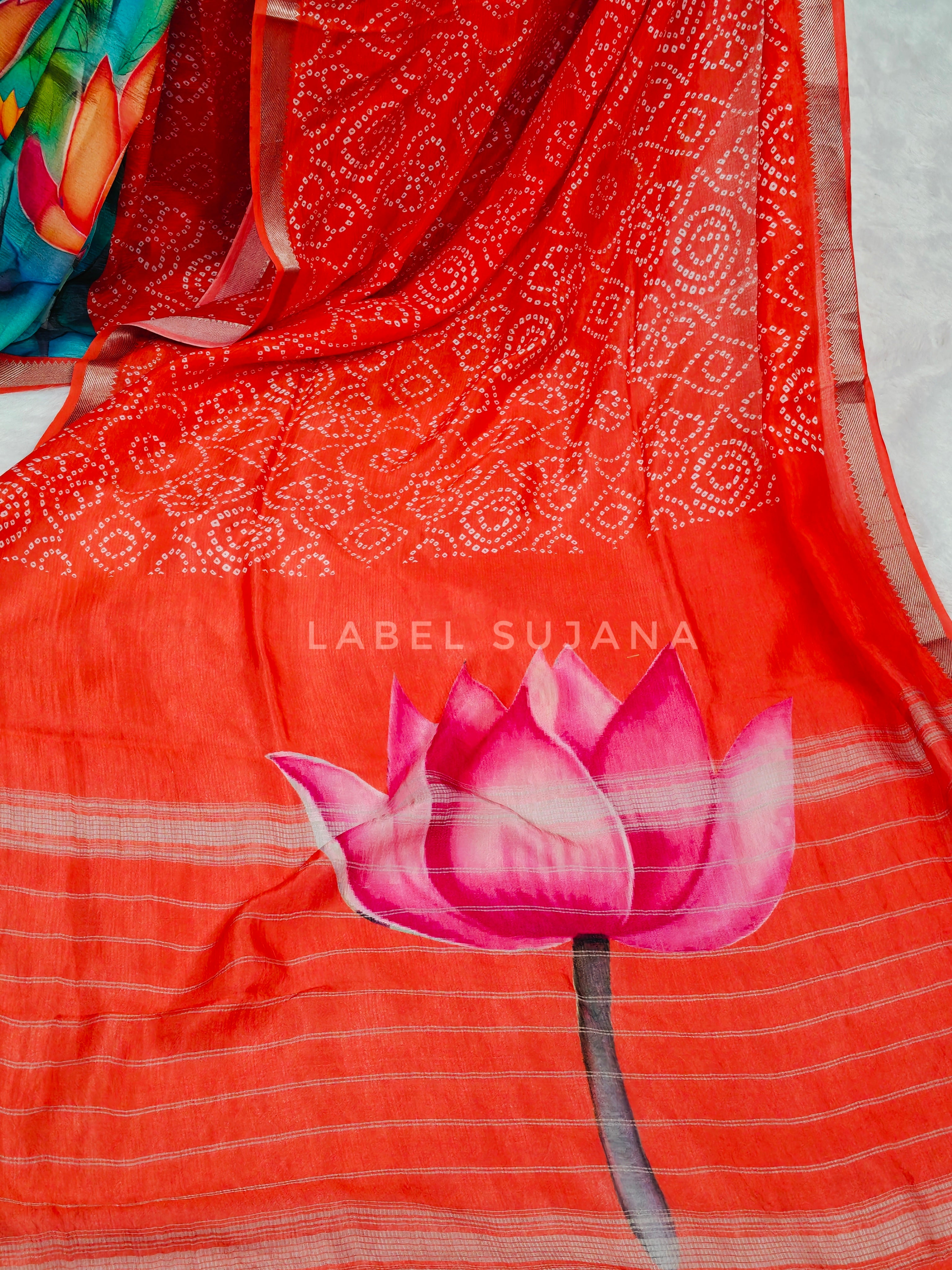Langa Voni Style Mangalagiri Digital Pattu Saree LSS15