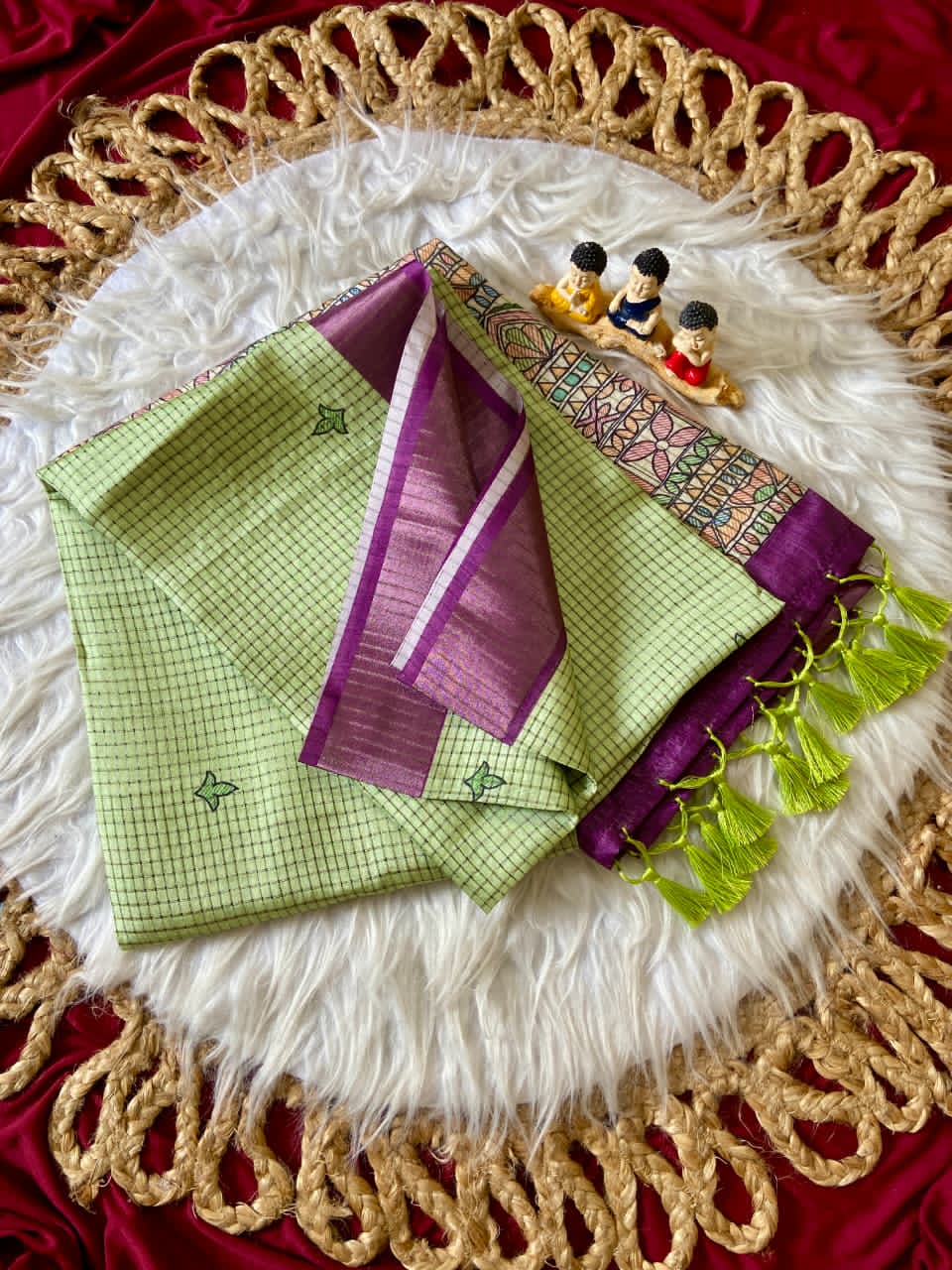 Parrot Green fabric with floral patterns 