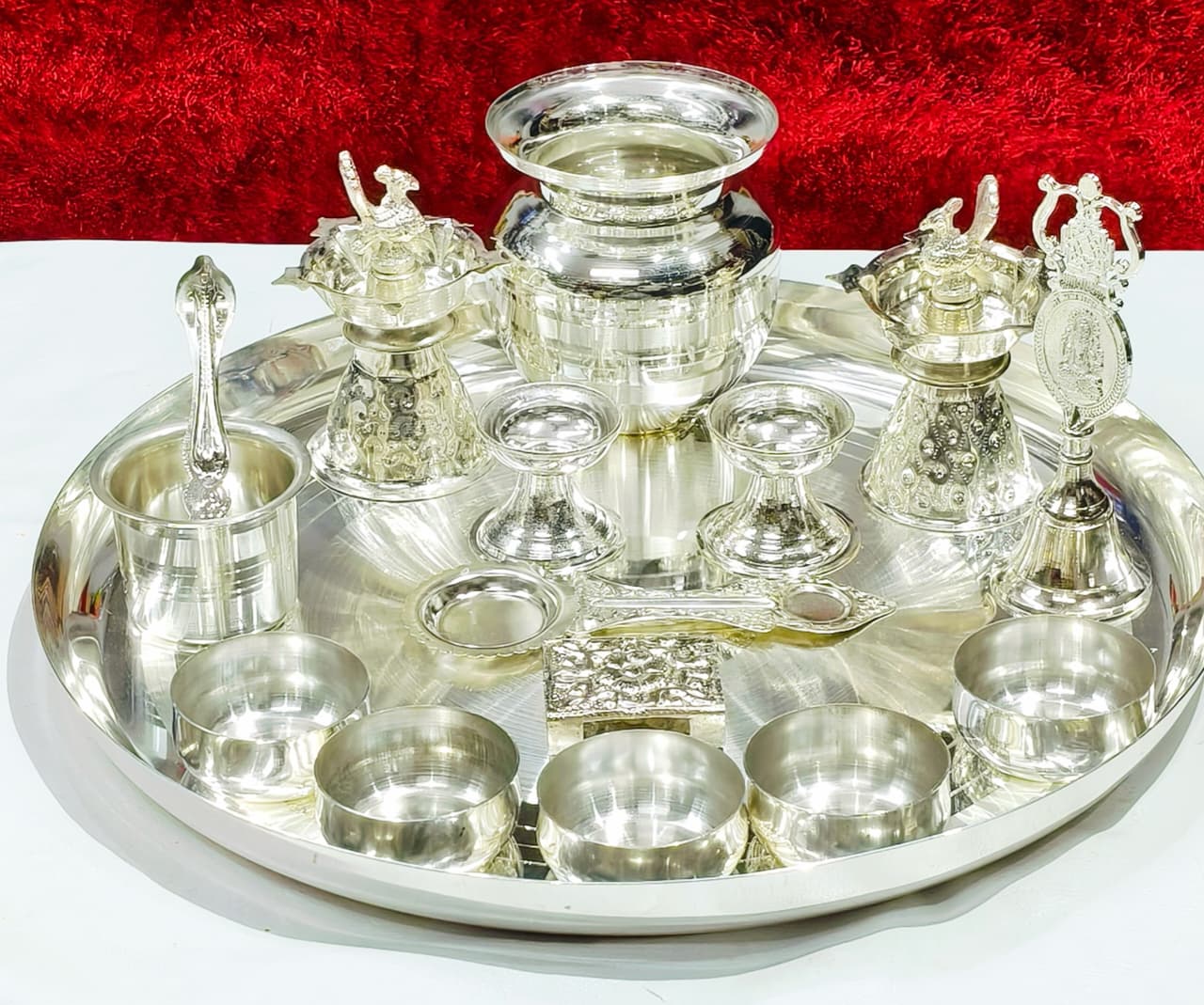 German Silver big size pooja set