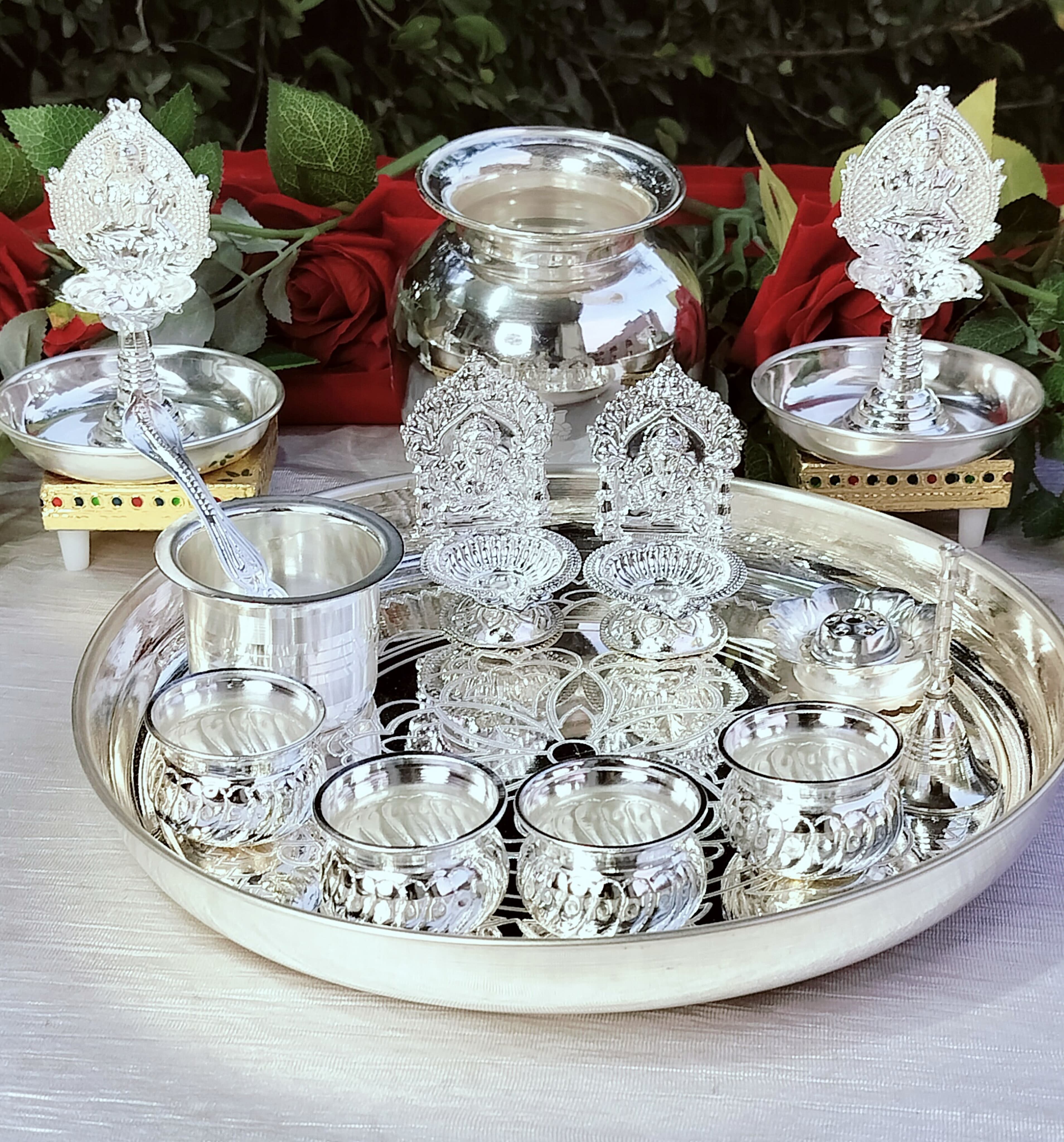 German silver regular use pooja set