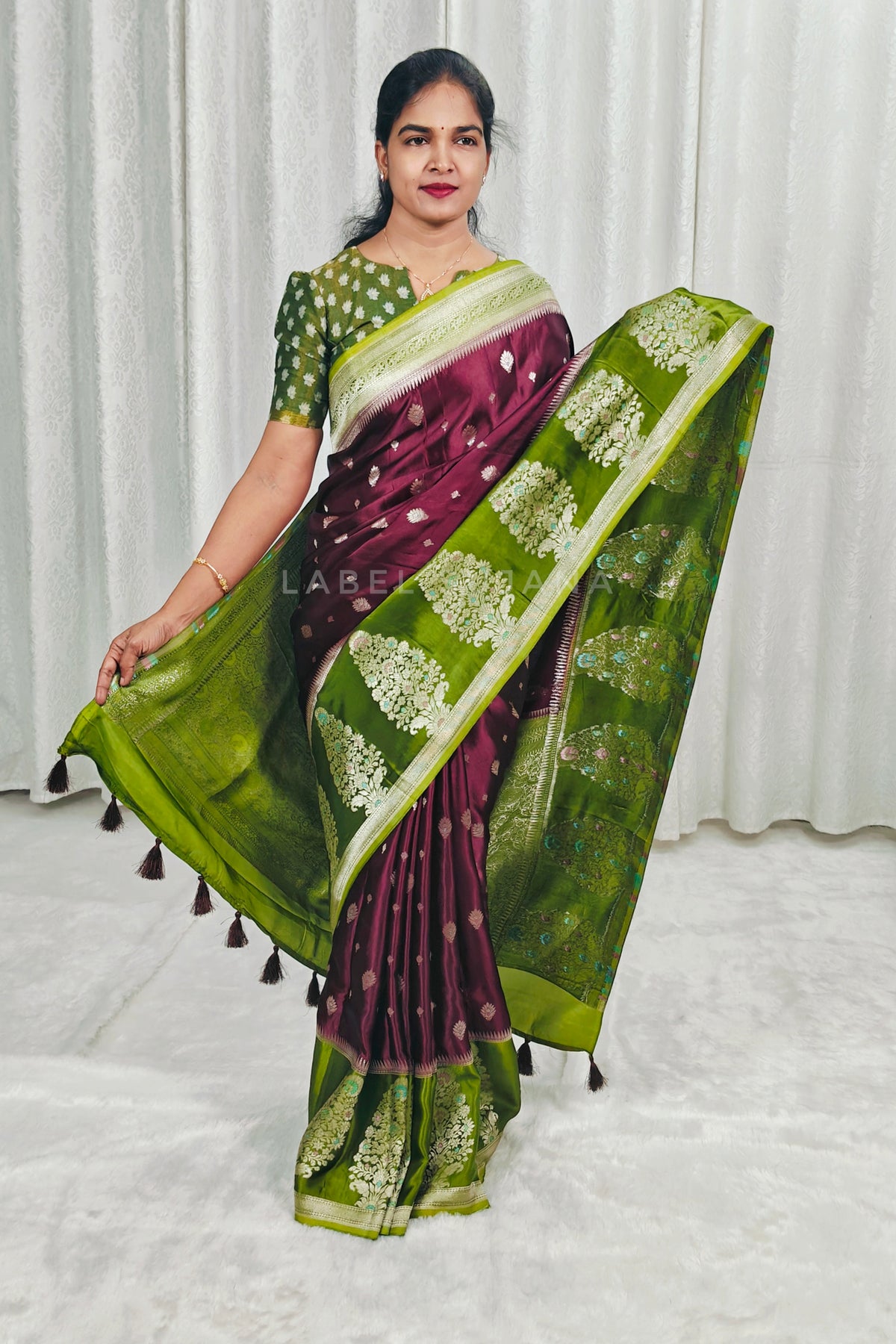 Pure Mashru Silk Saree with Big Border LSS56
