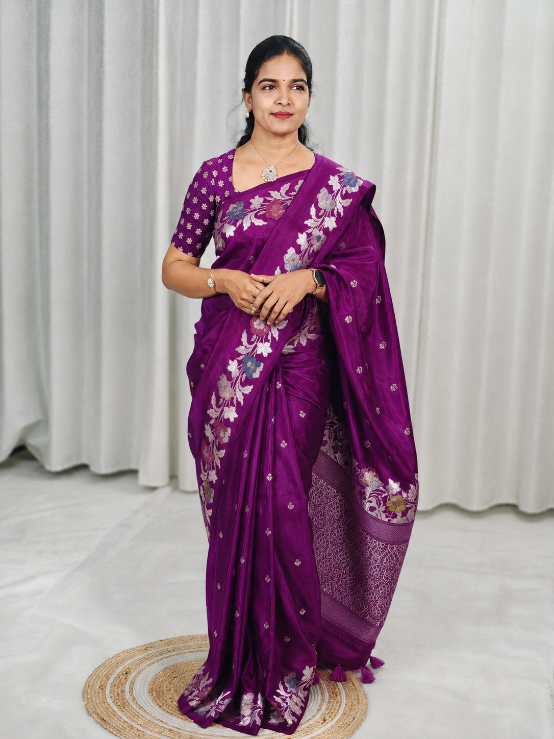 A magenta silk saree 