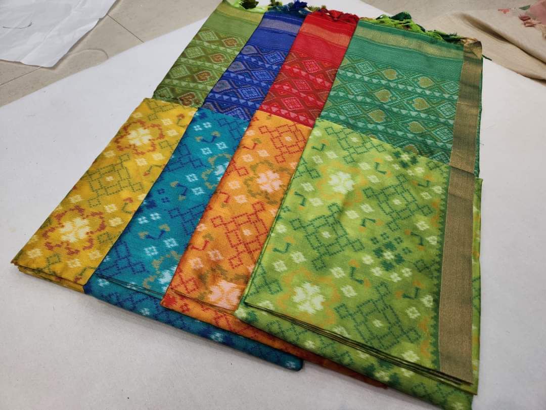 Green, orange, blue and yellow 