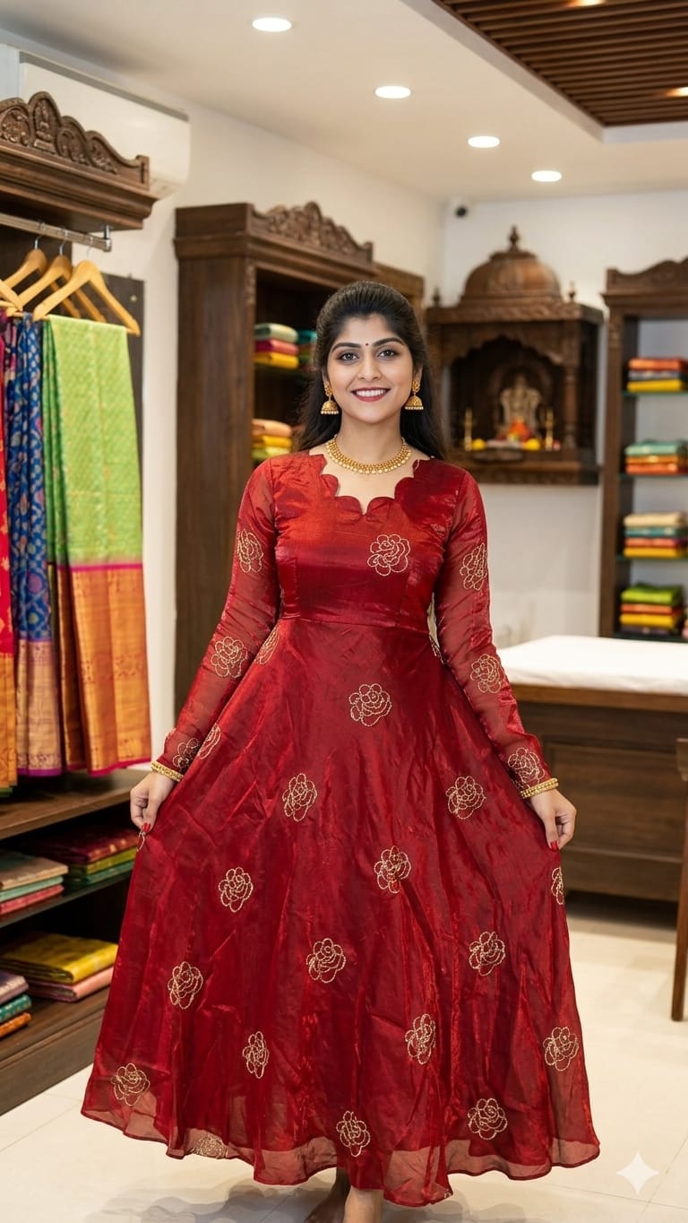  red embroidered dress 