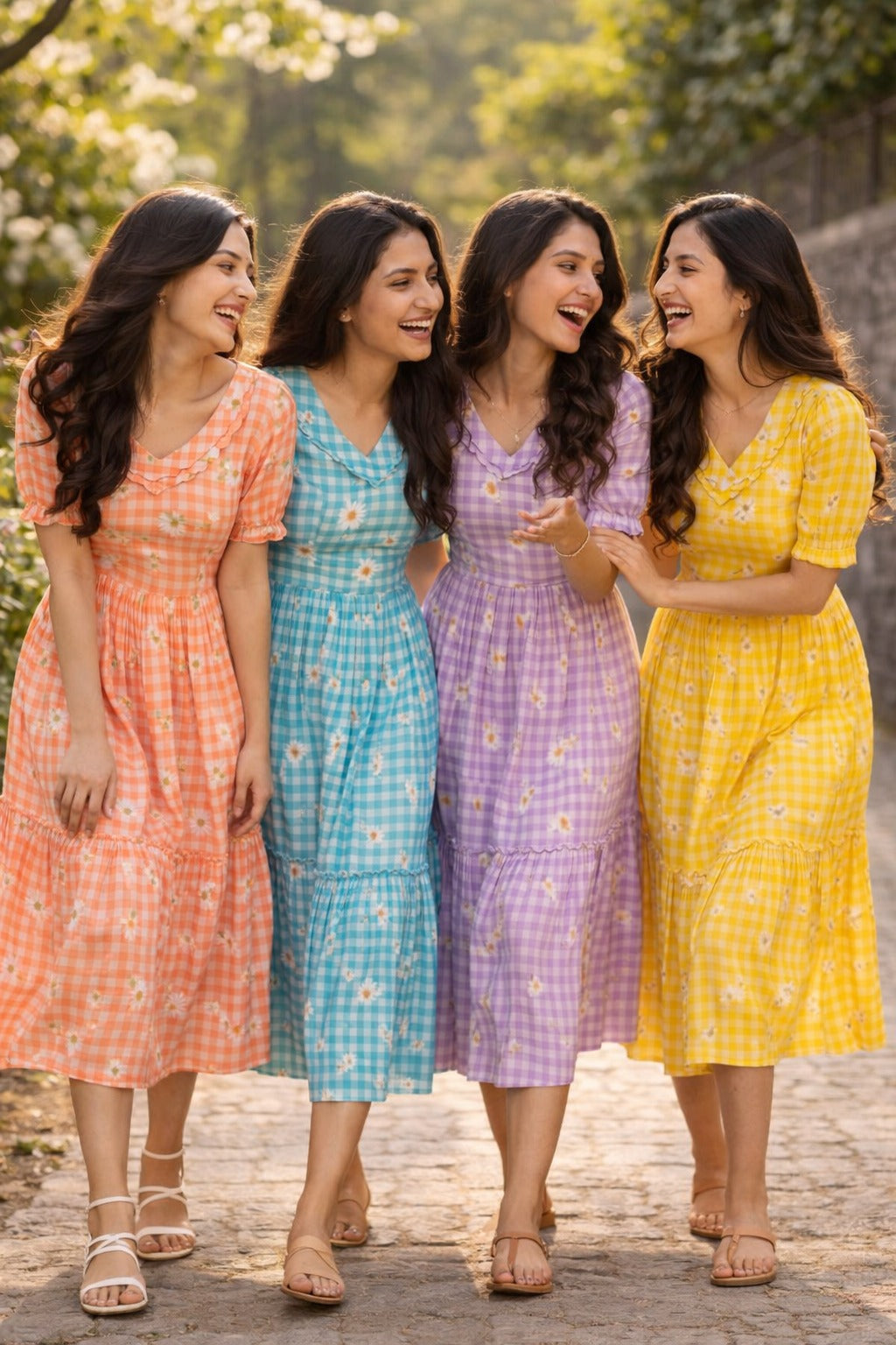Orange ,sky blue, purple and yellow 