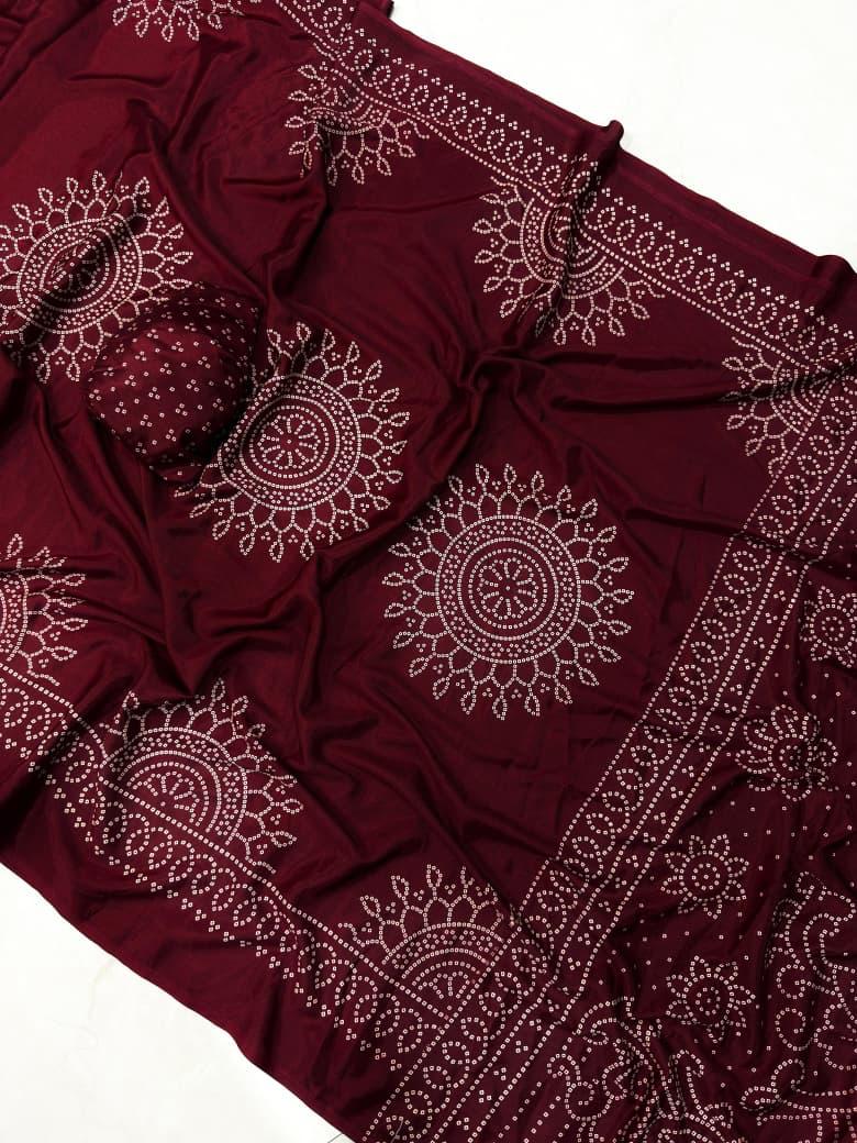 Crepe Ajrakh Silk Saree