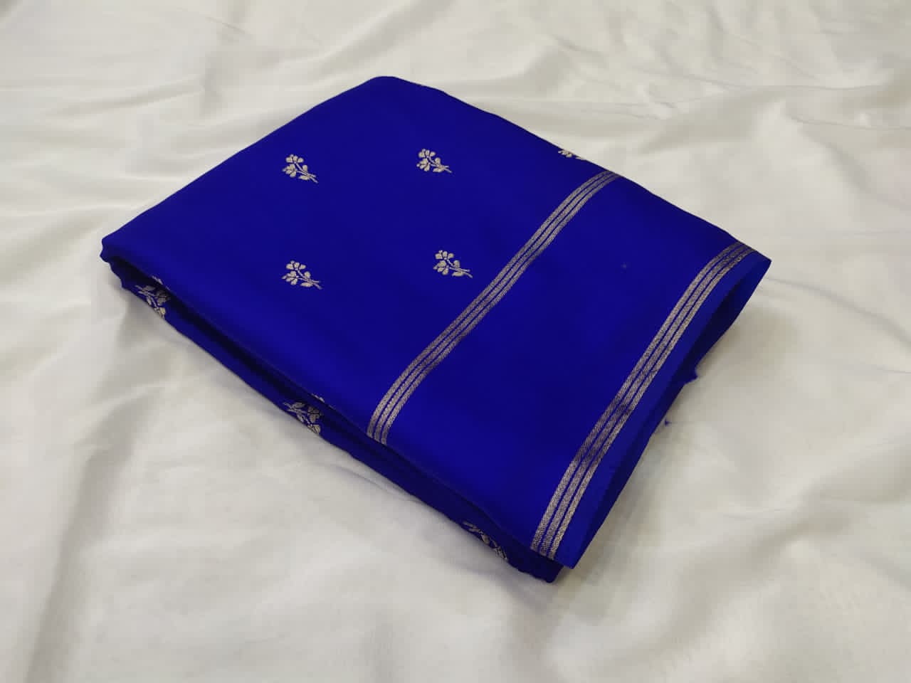 Royal Blue fabric with embroidery work 