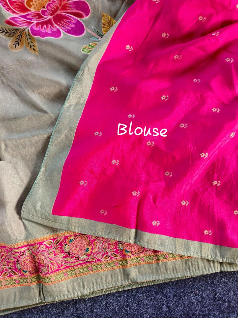 Pure viscose party wear printed sarees