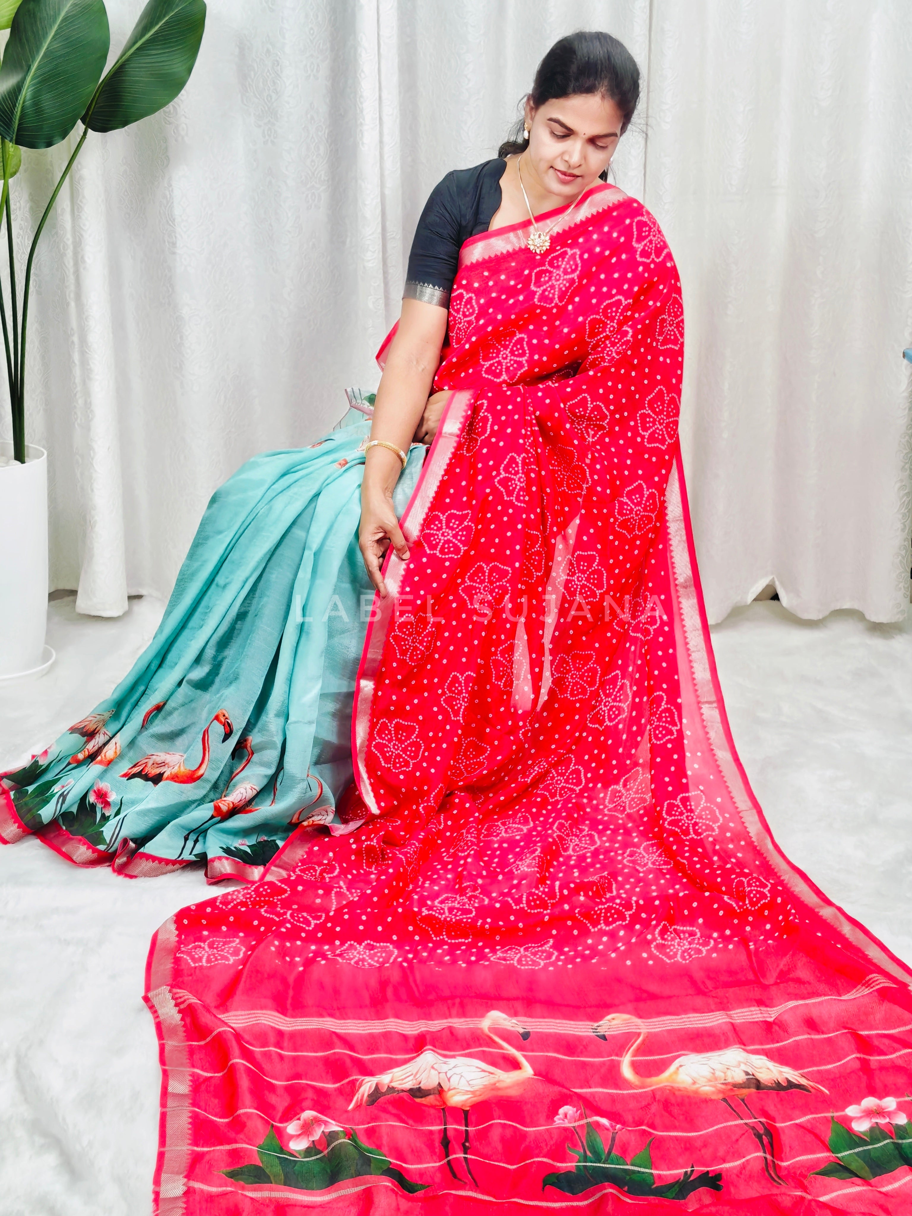 Langa Voni Style Mangalagiri Digital Pattu Saree LSS15