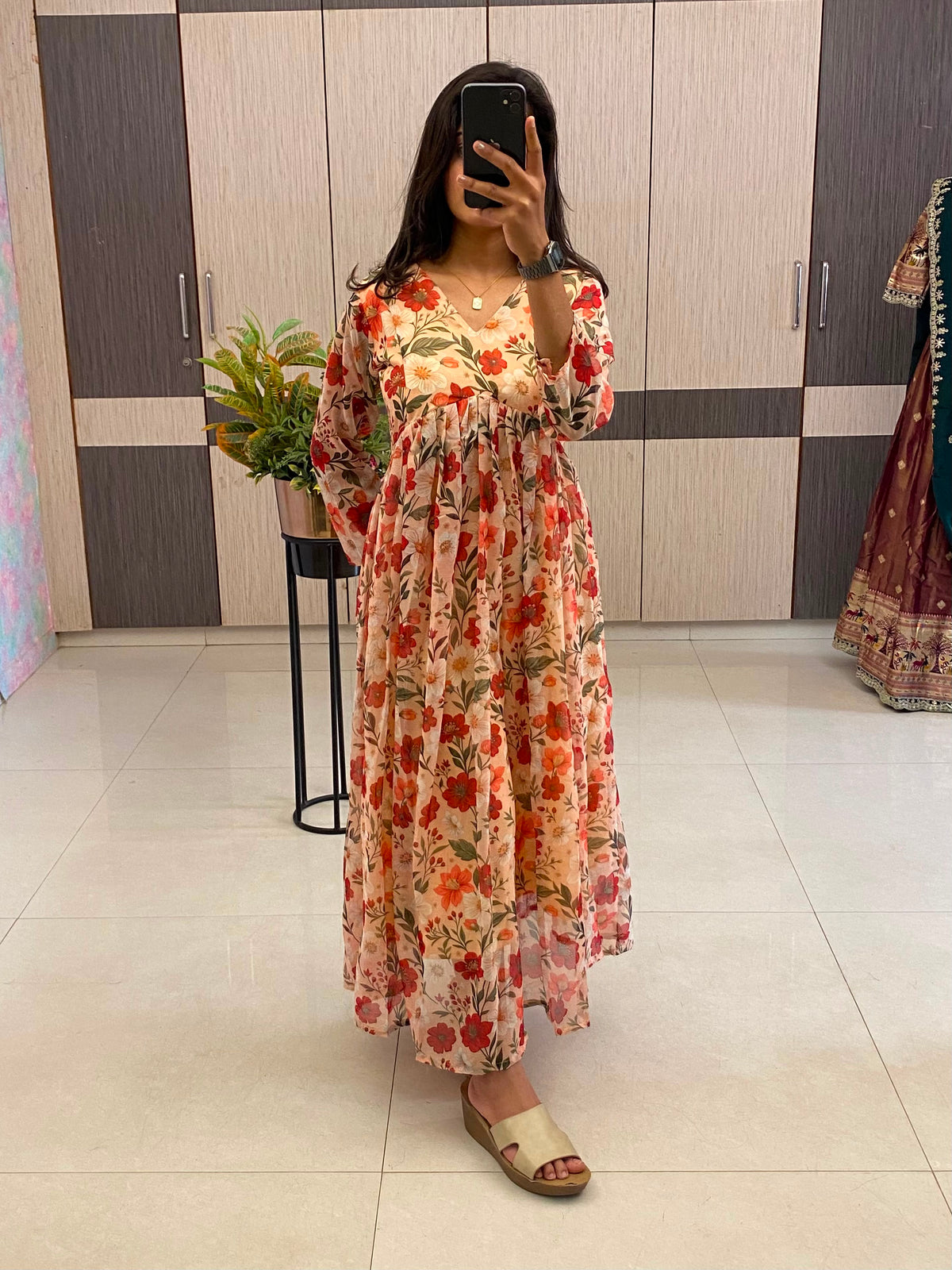 Floral Chiffon Maxi Dress