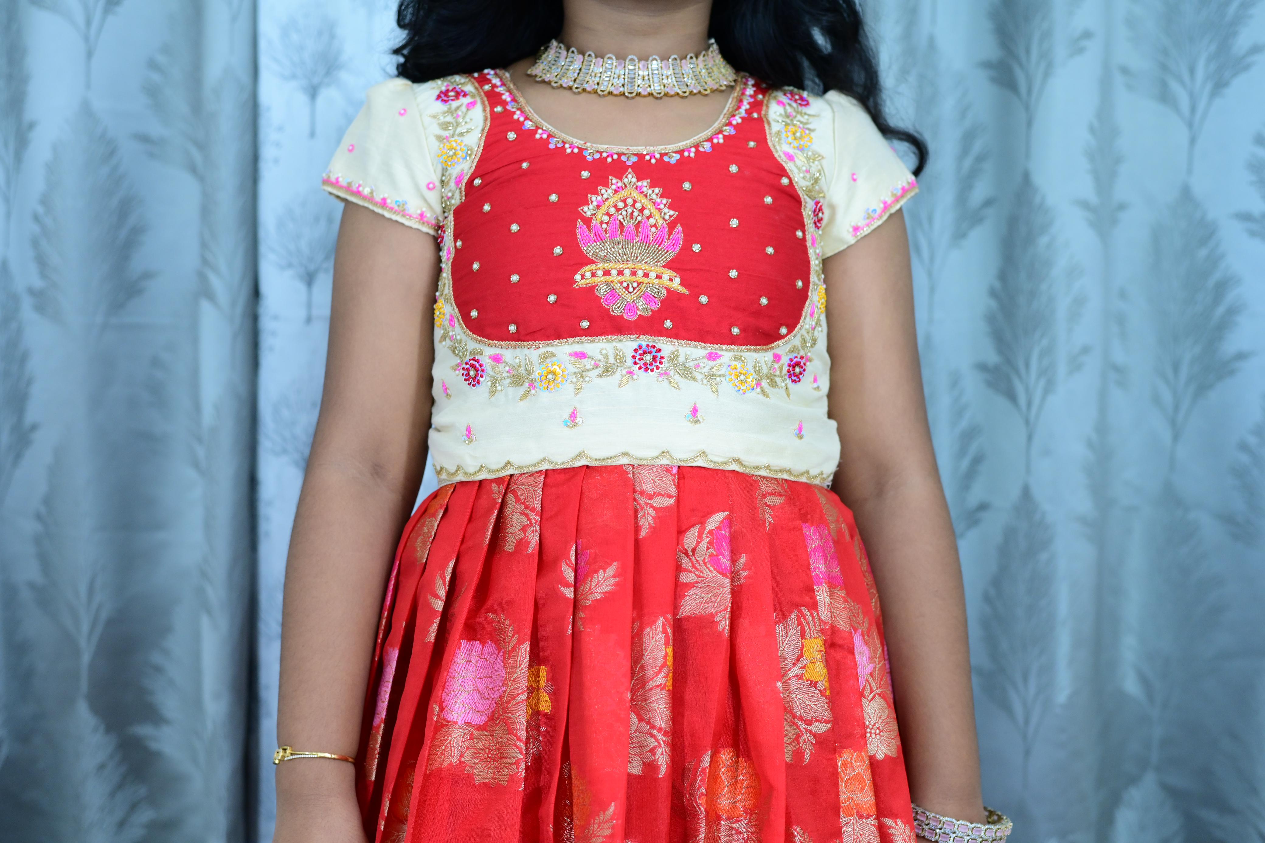 Banarasi Party Wear Kids Crop Top Set