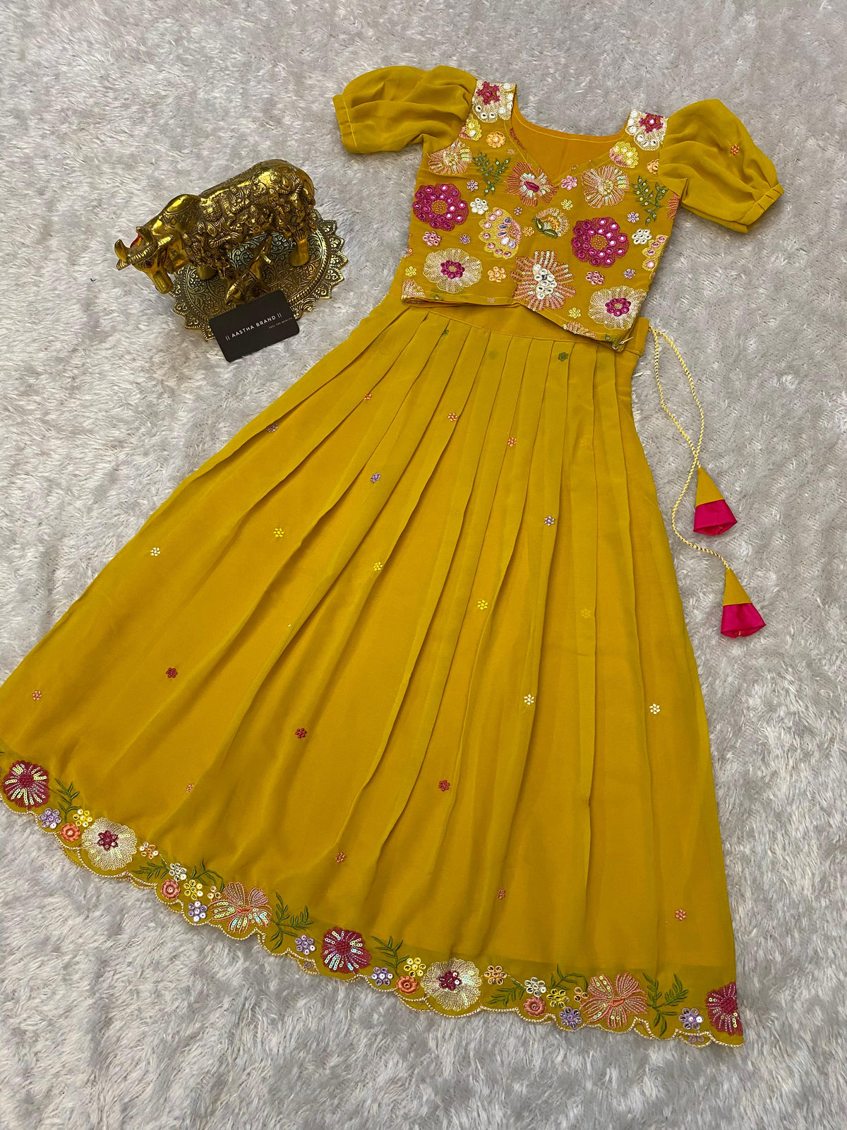 Soft Georgette kids embroidery lehenga