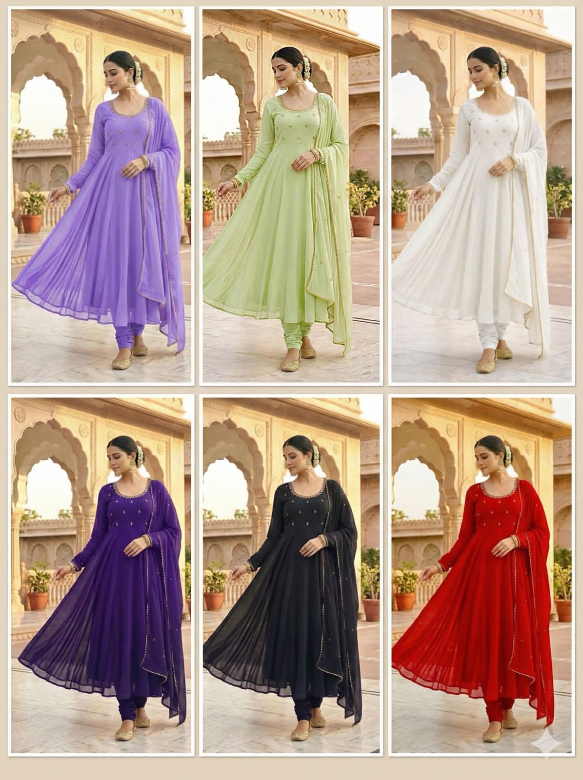 Purple,light green,white, lavender, black and red