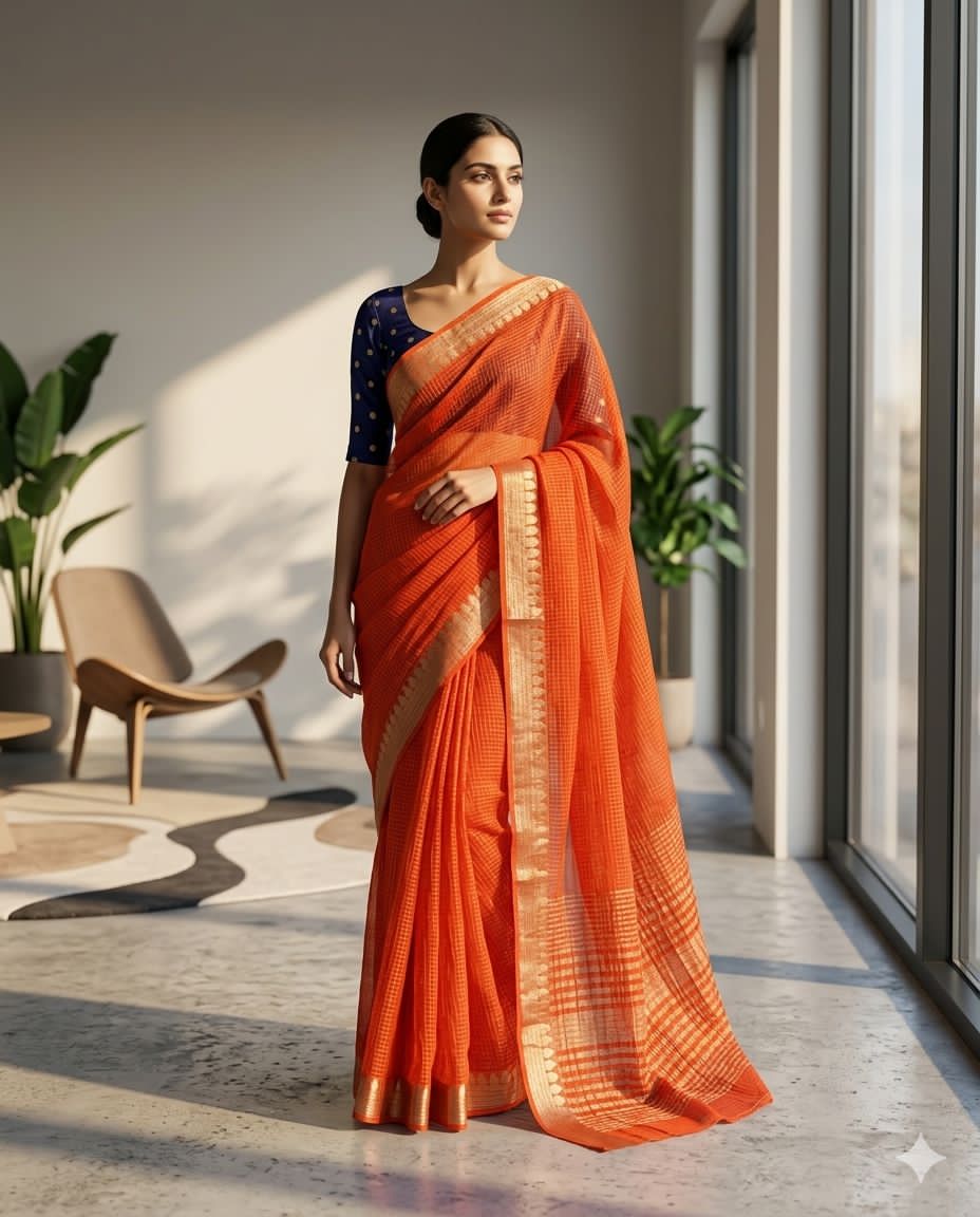 Orange traditional saree