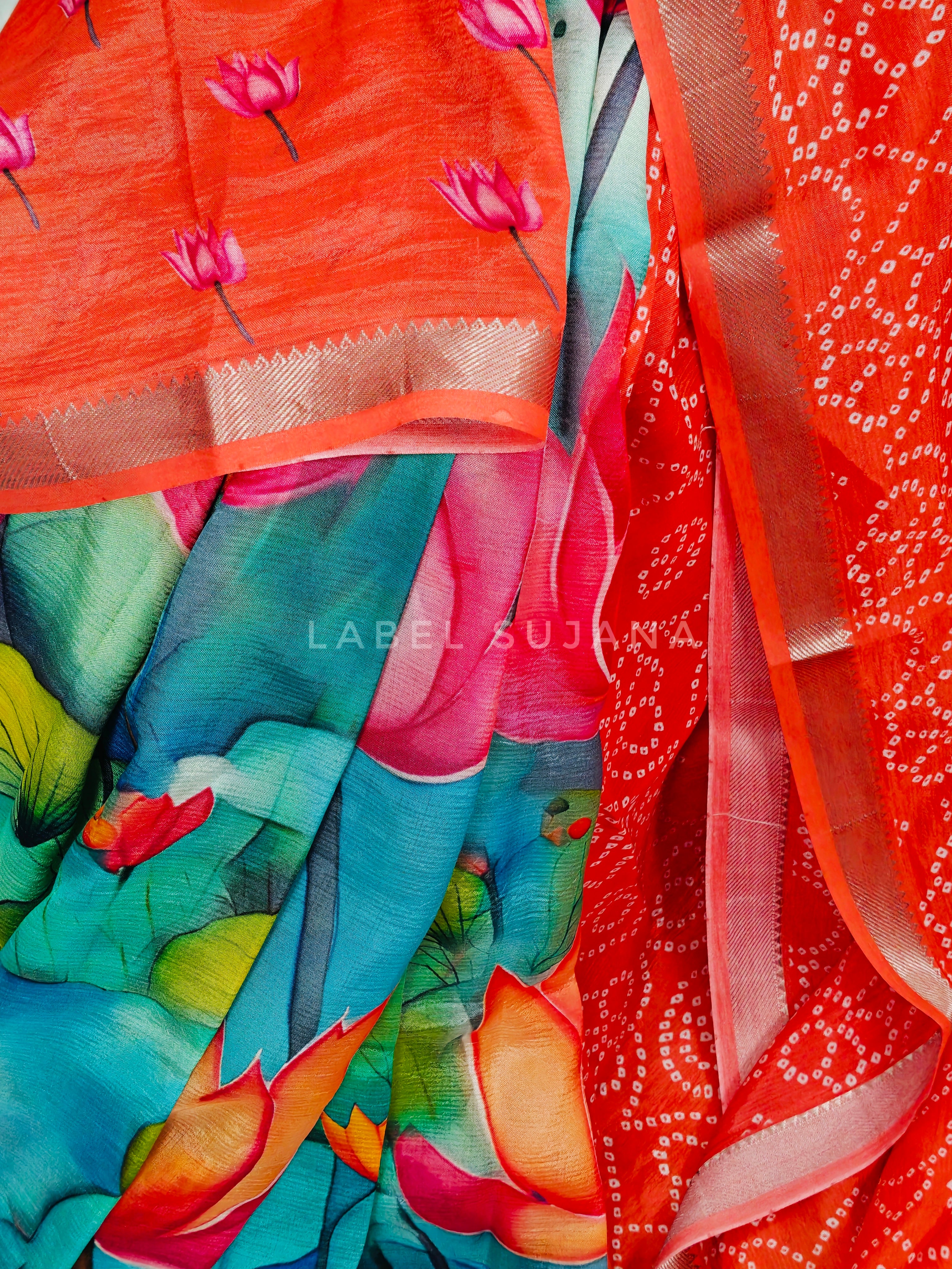 Langa Voni Style Mangalagiri Digital Pattu Saree LSS15