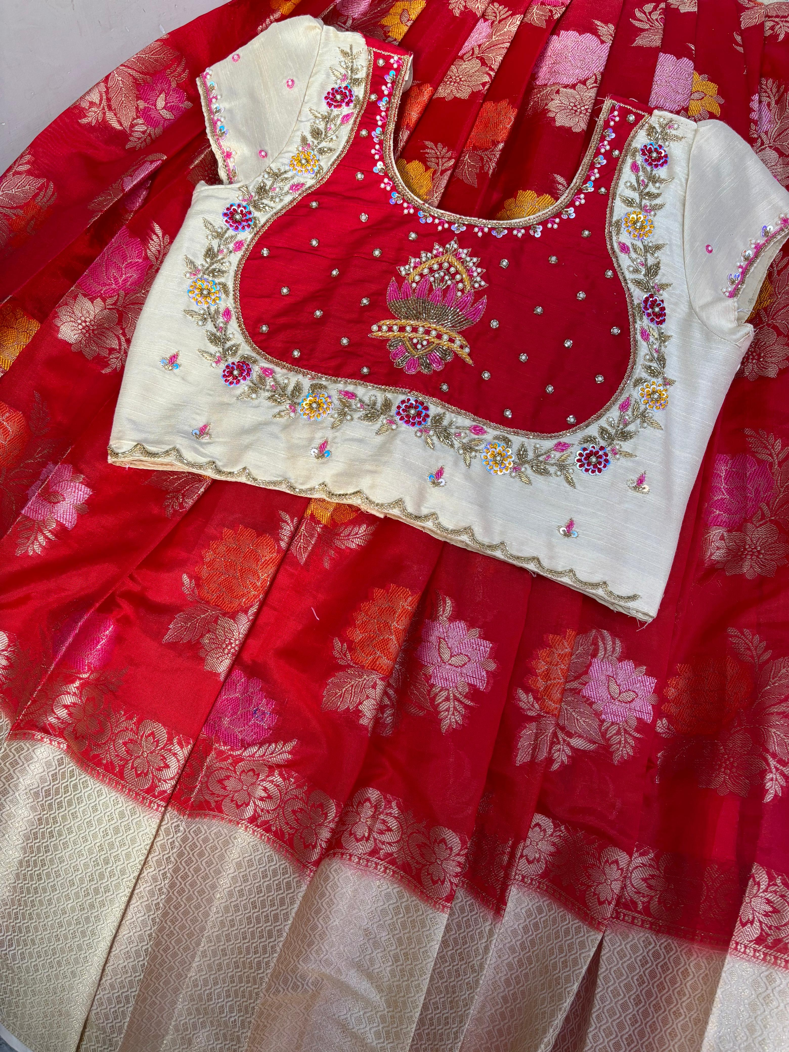 Banarasi Party Wear Kids Crop Top Set