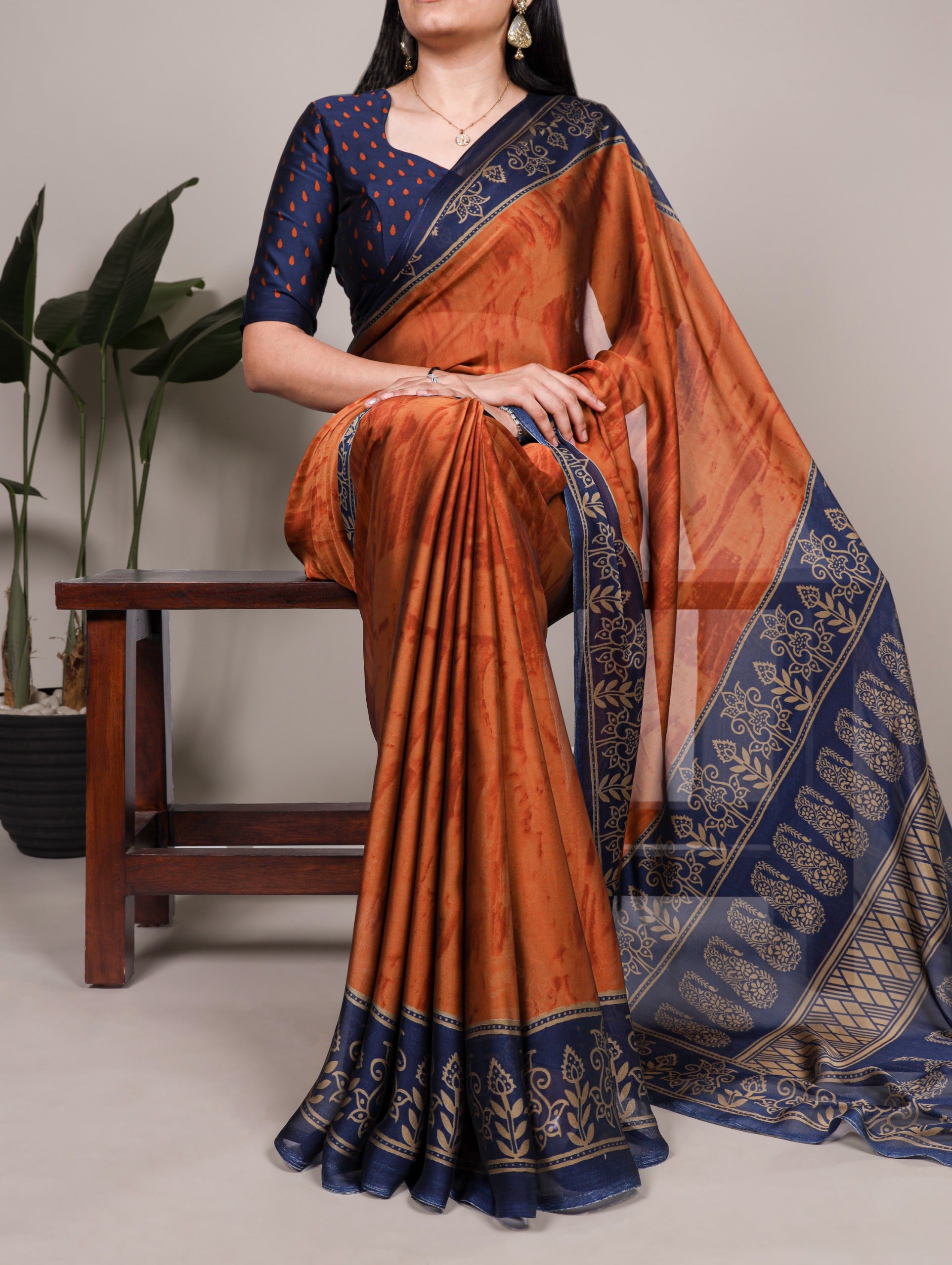 Rust Orange saree 