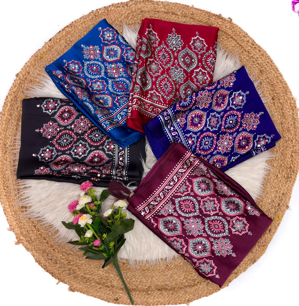 Red,sky blue, black,wine and royal blue colour sarees