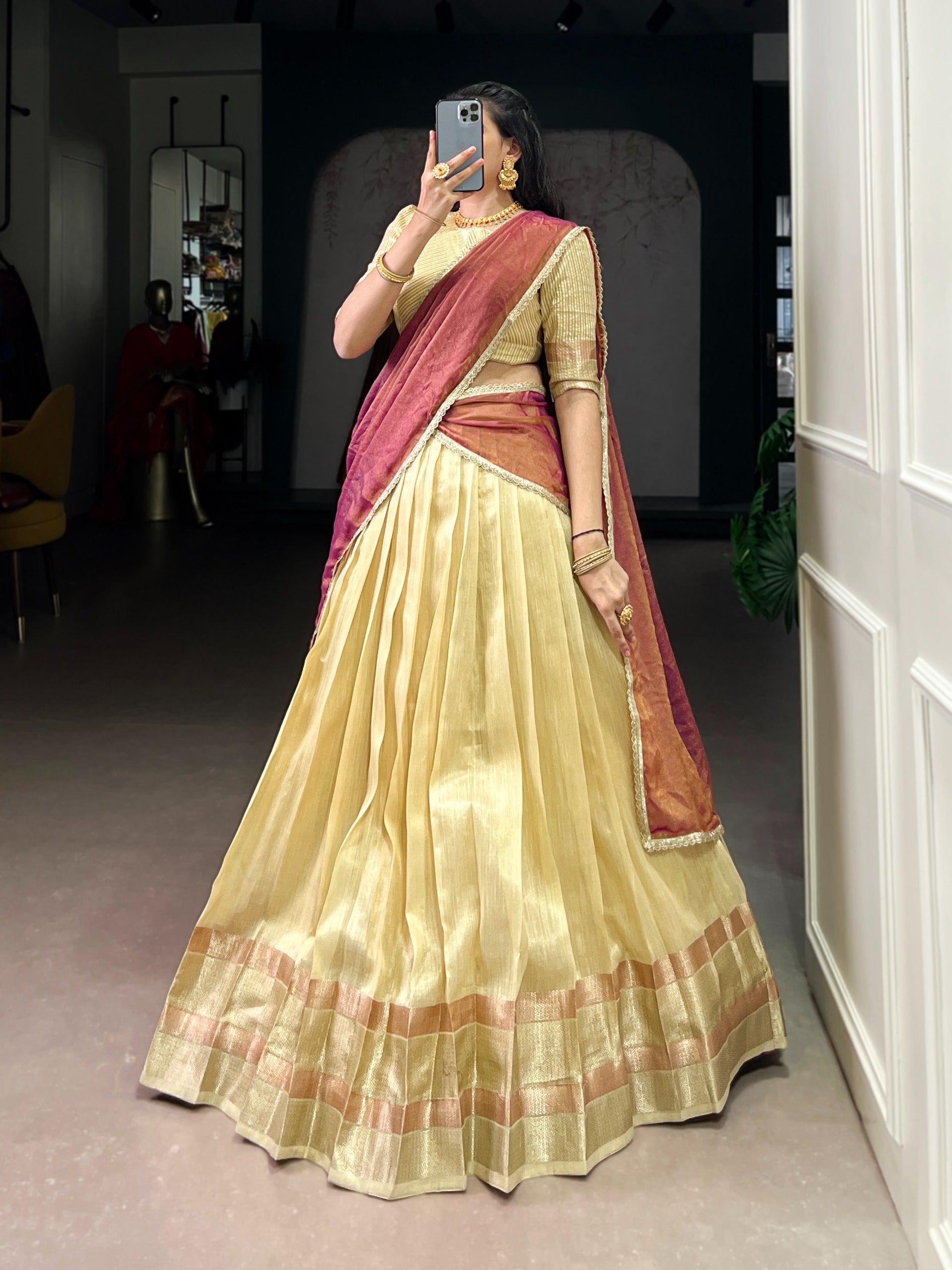 Beige colour lehenga 