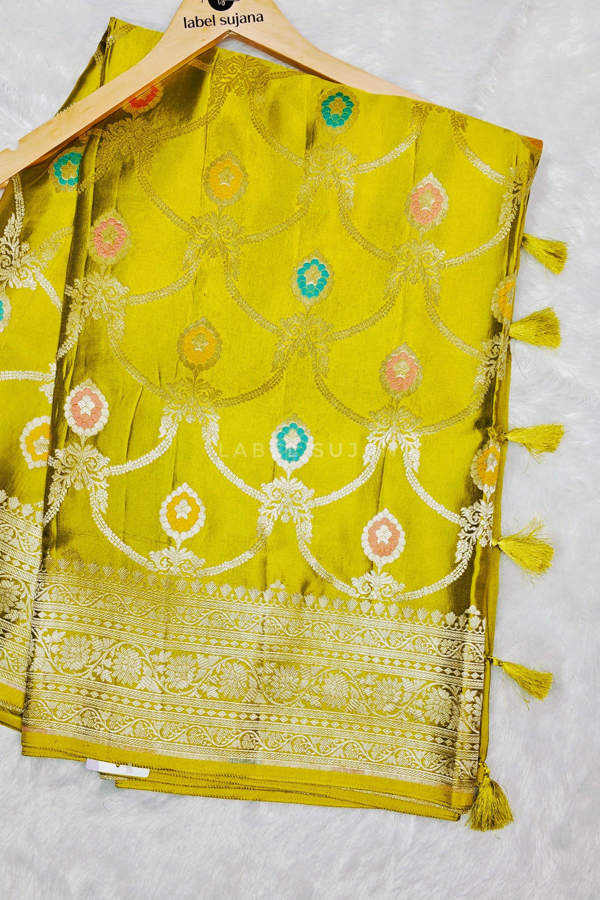 A Neon Green Silk Saree