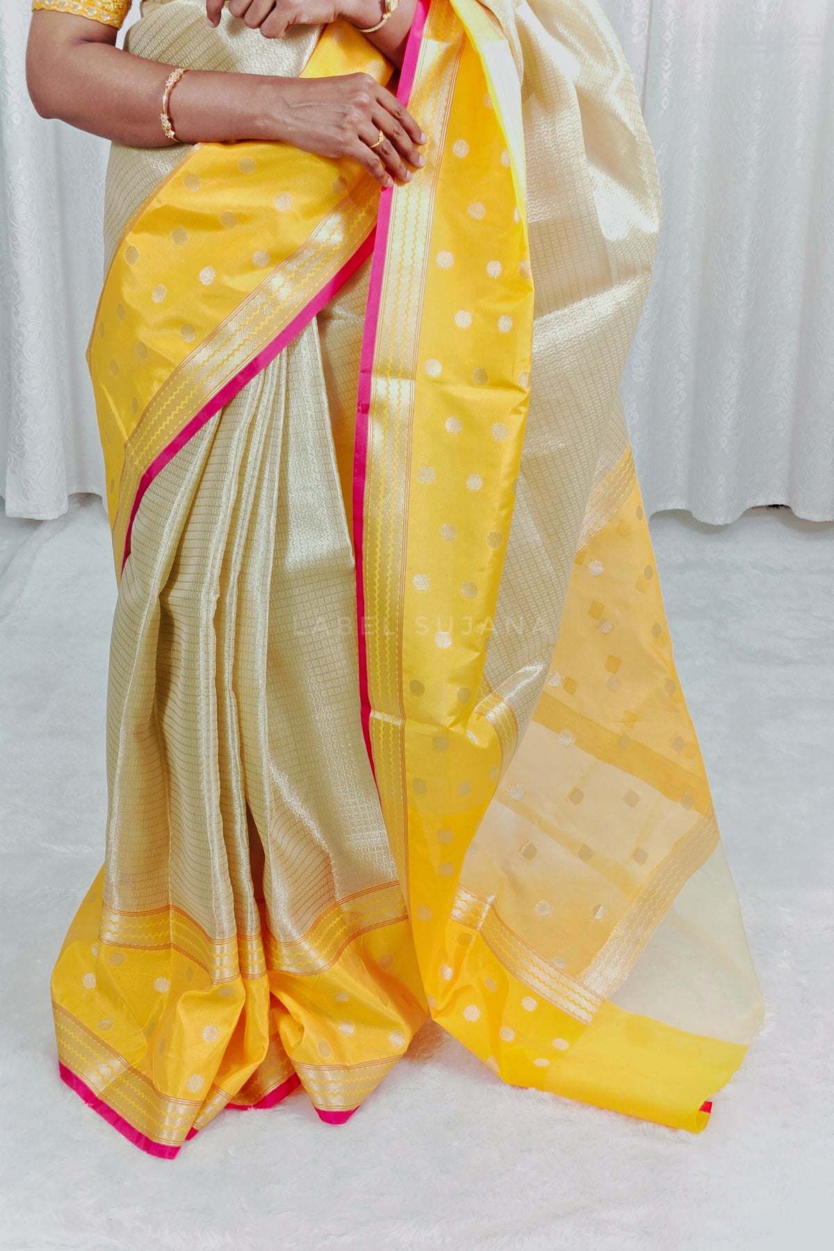 Silver colour Banarasi tissue Silk Saree