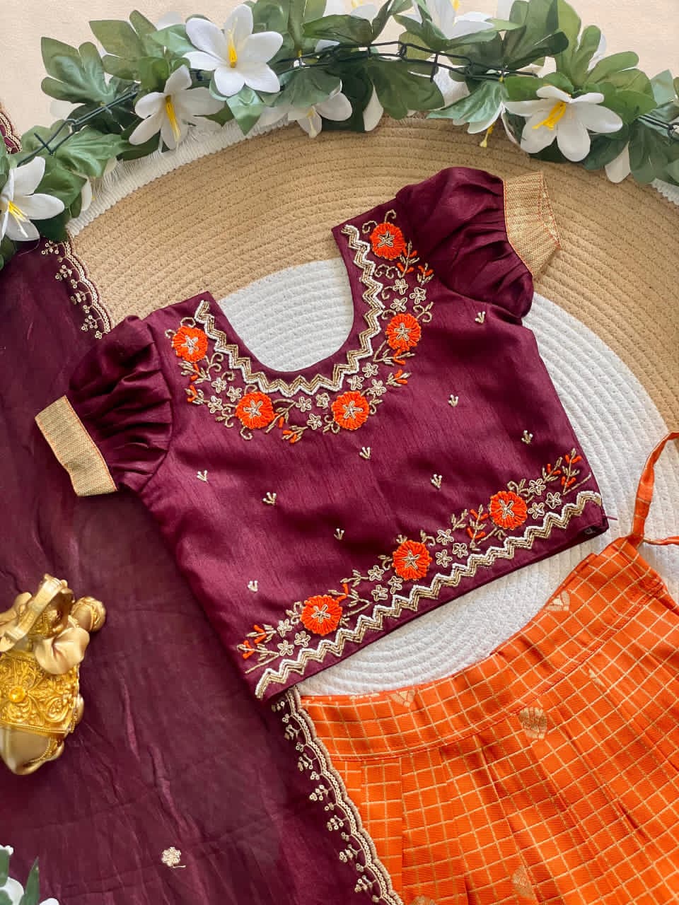 Maroon and orange 