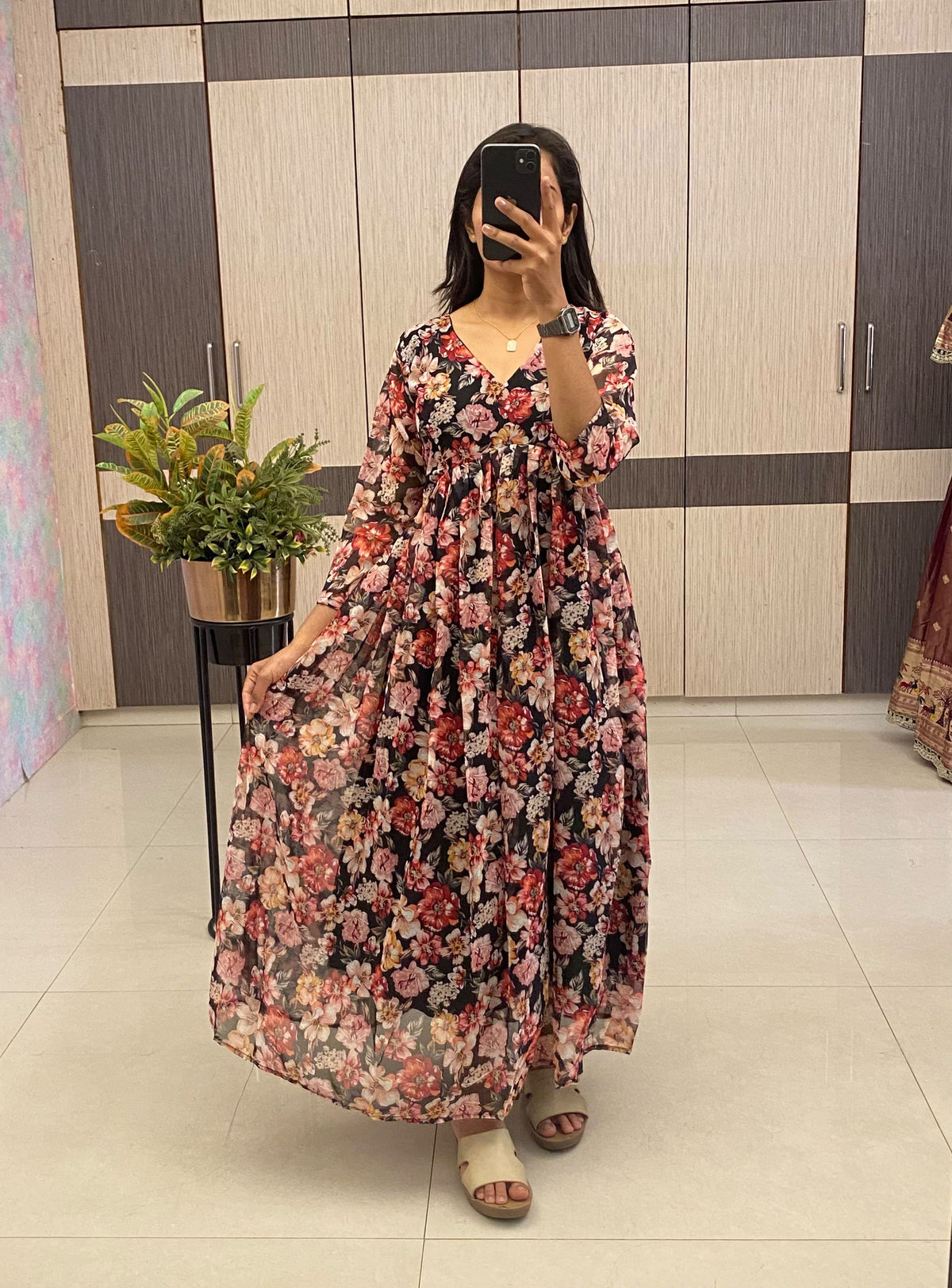 Floral Chiffon Maxi Dress