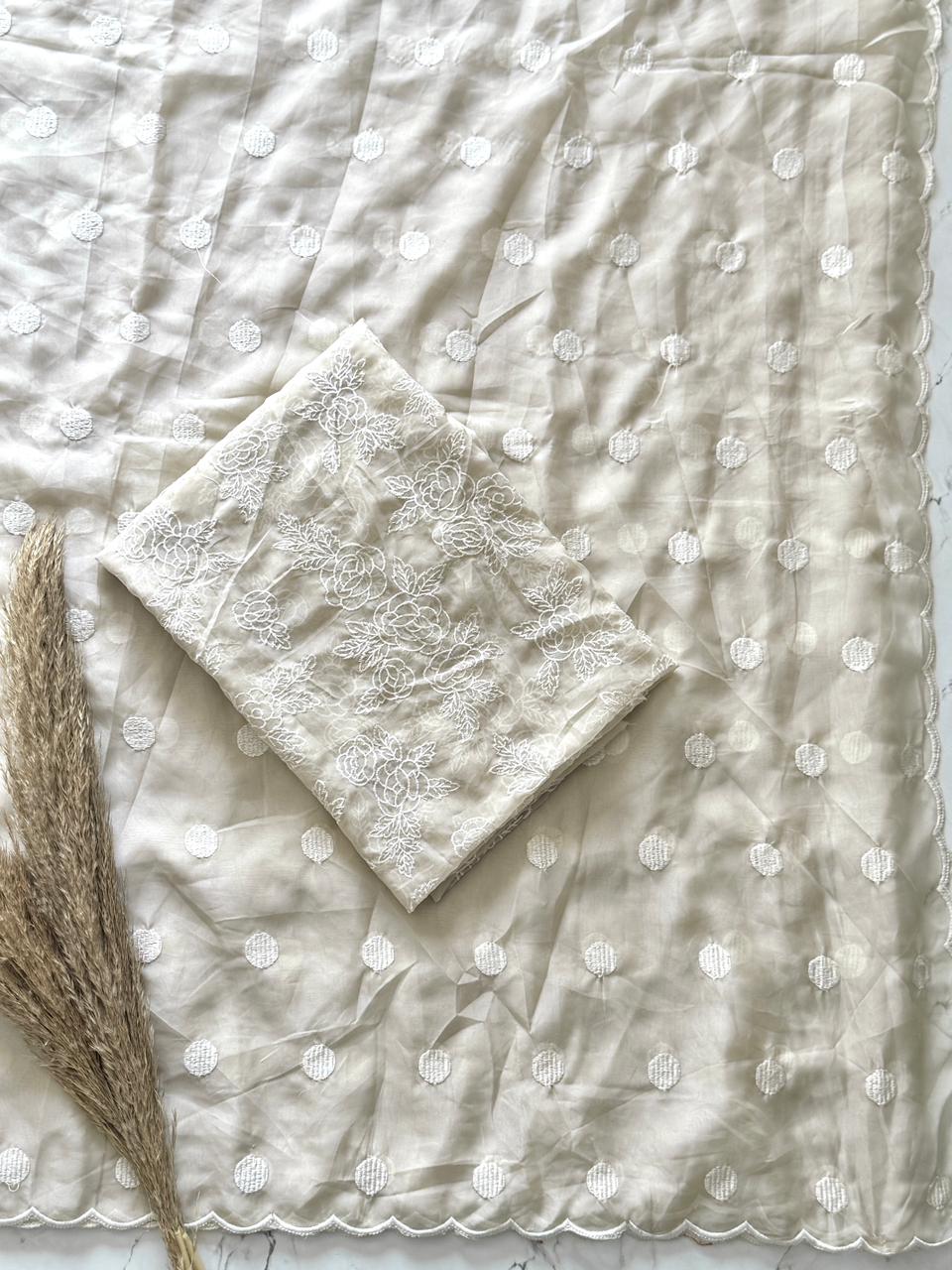 Beige with white dots 