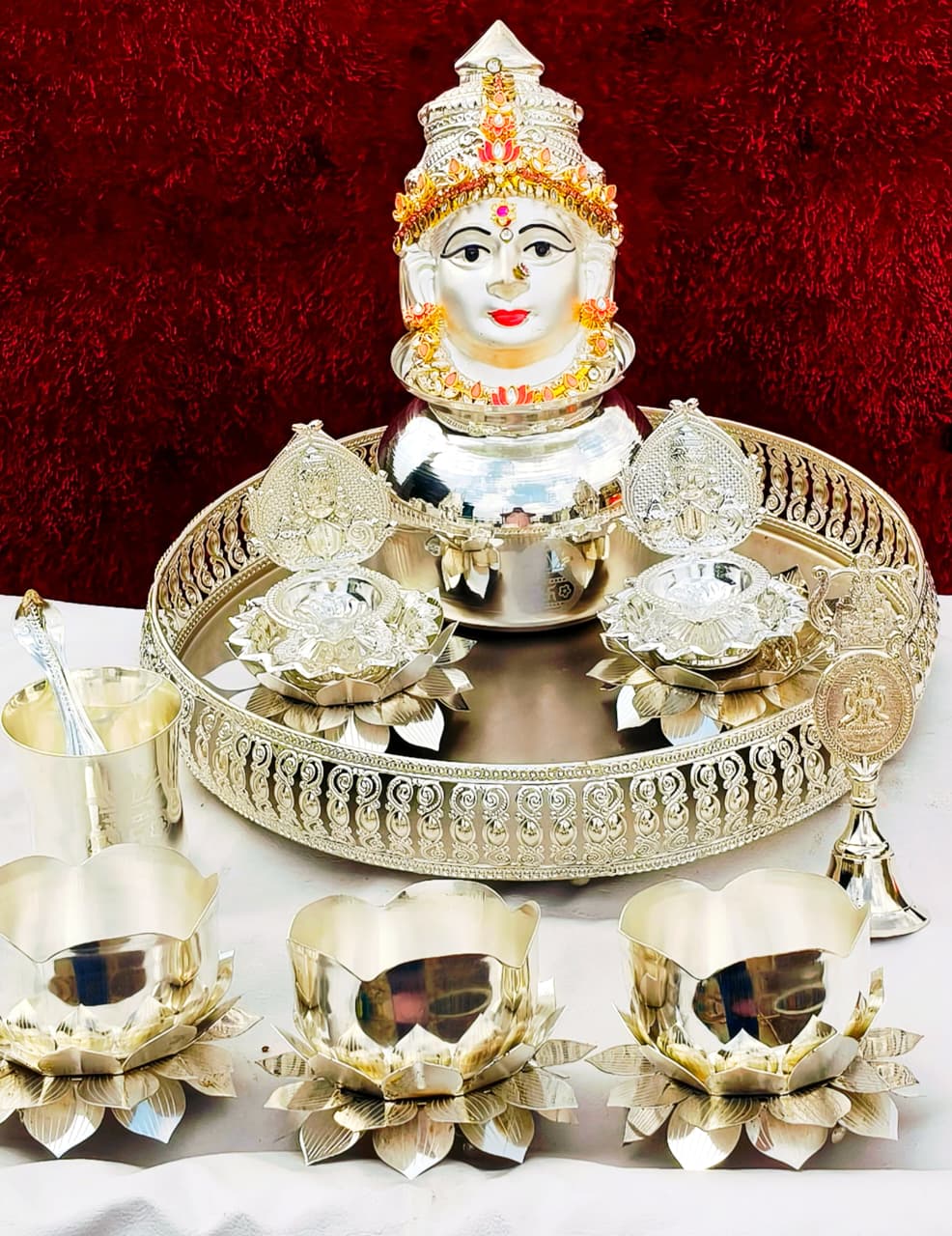 German silver pooja set