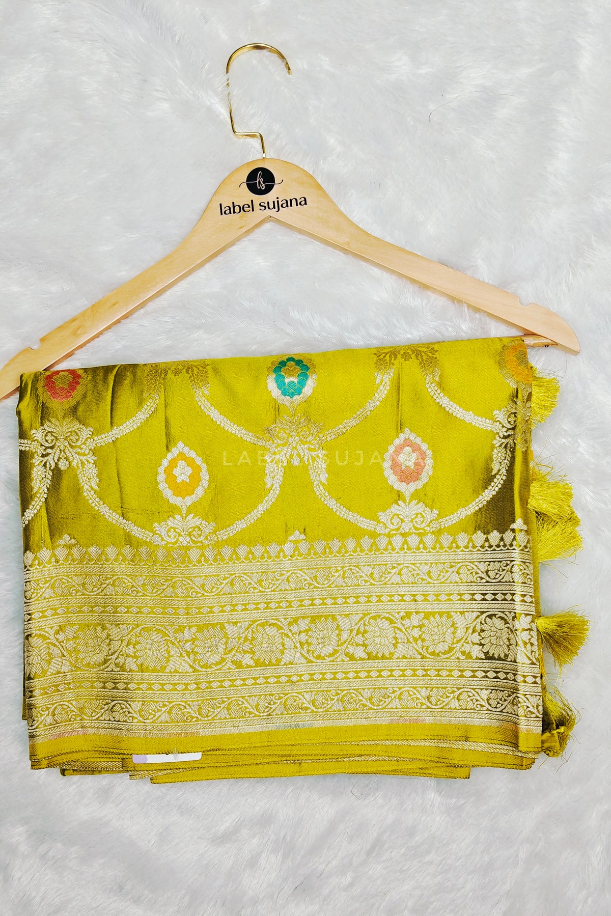 A Neon Green Silk Saree
