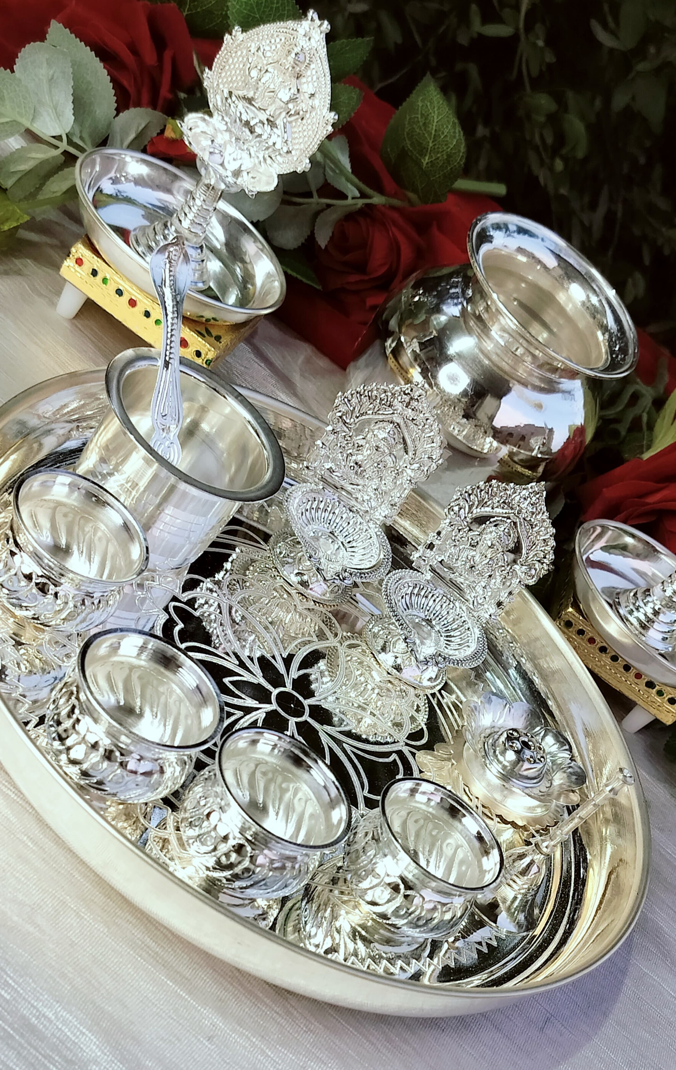 German silver regular use pooja set