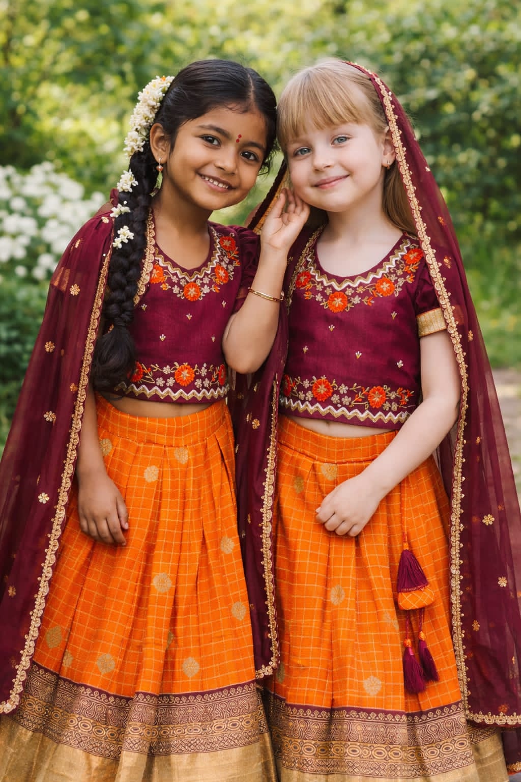 Maroon and orange 