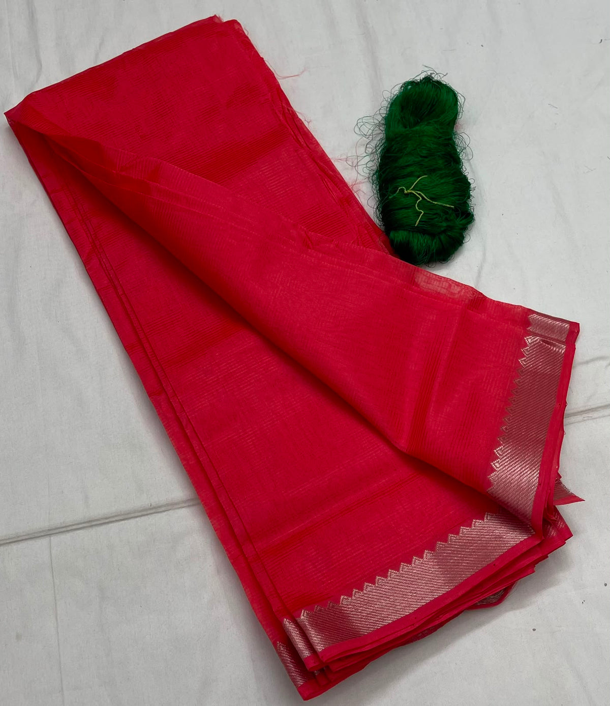 A Red Mangalagiri Handloom pattu saree