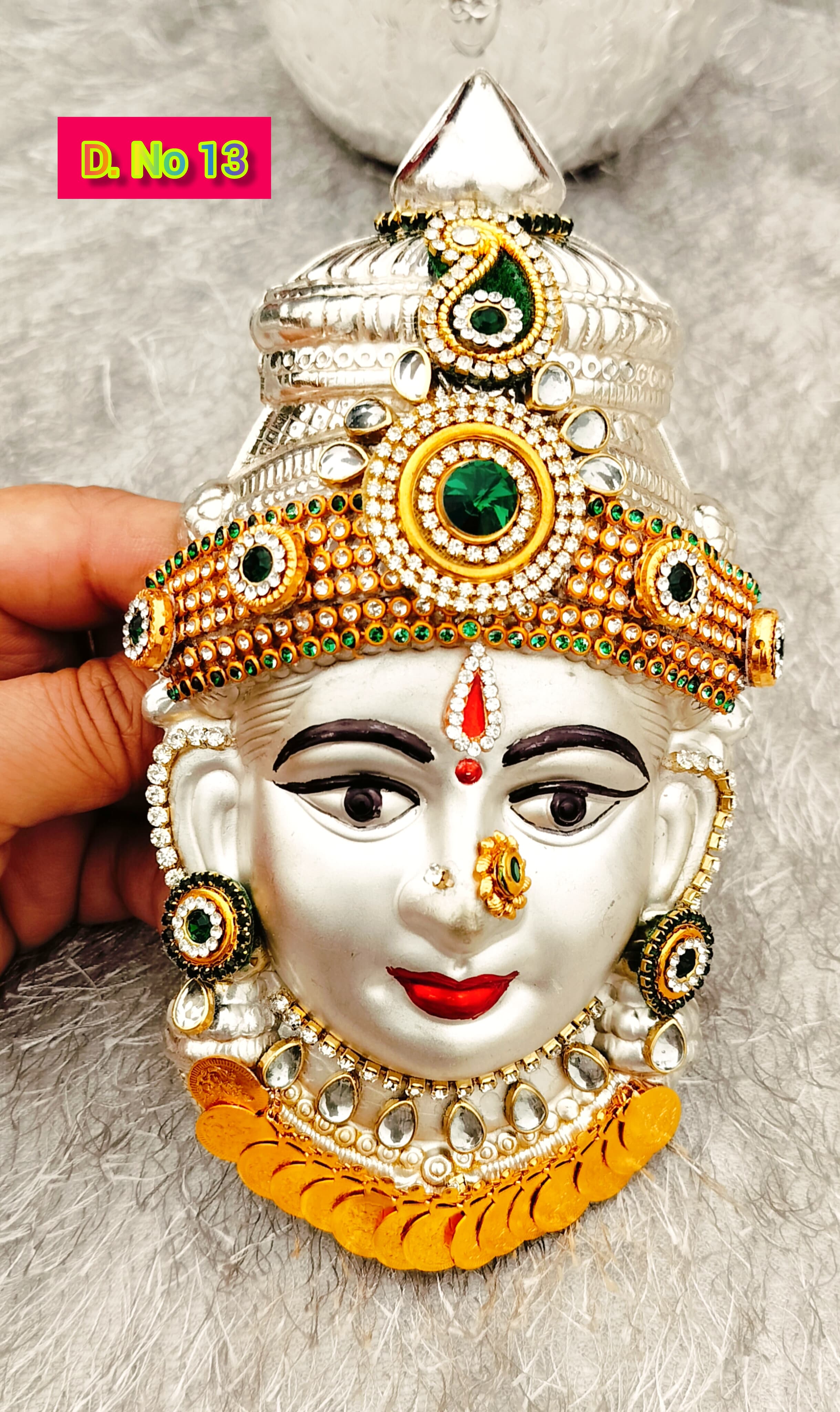 German silver decorative stone work laxmi face