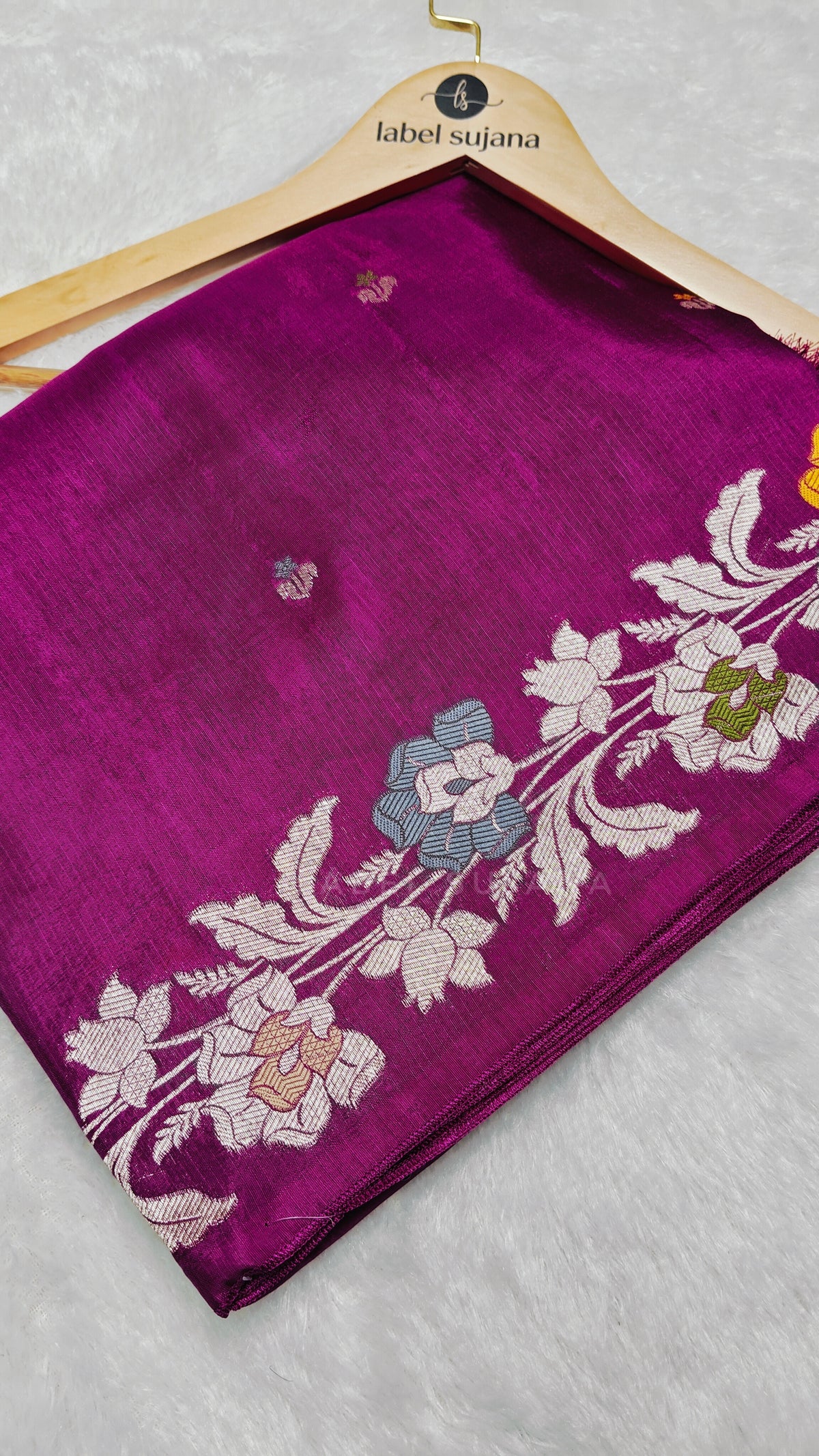 A magenta silk saree