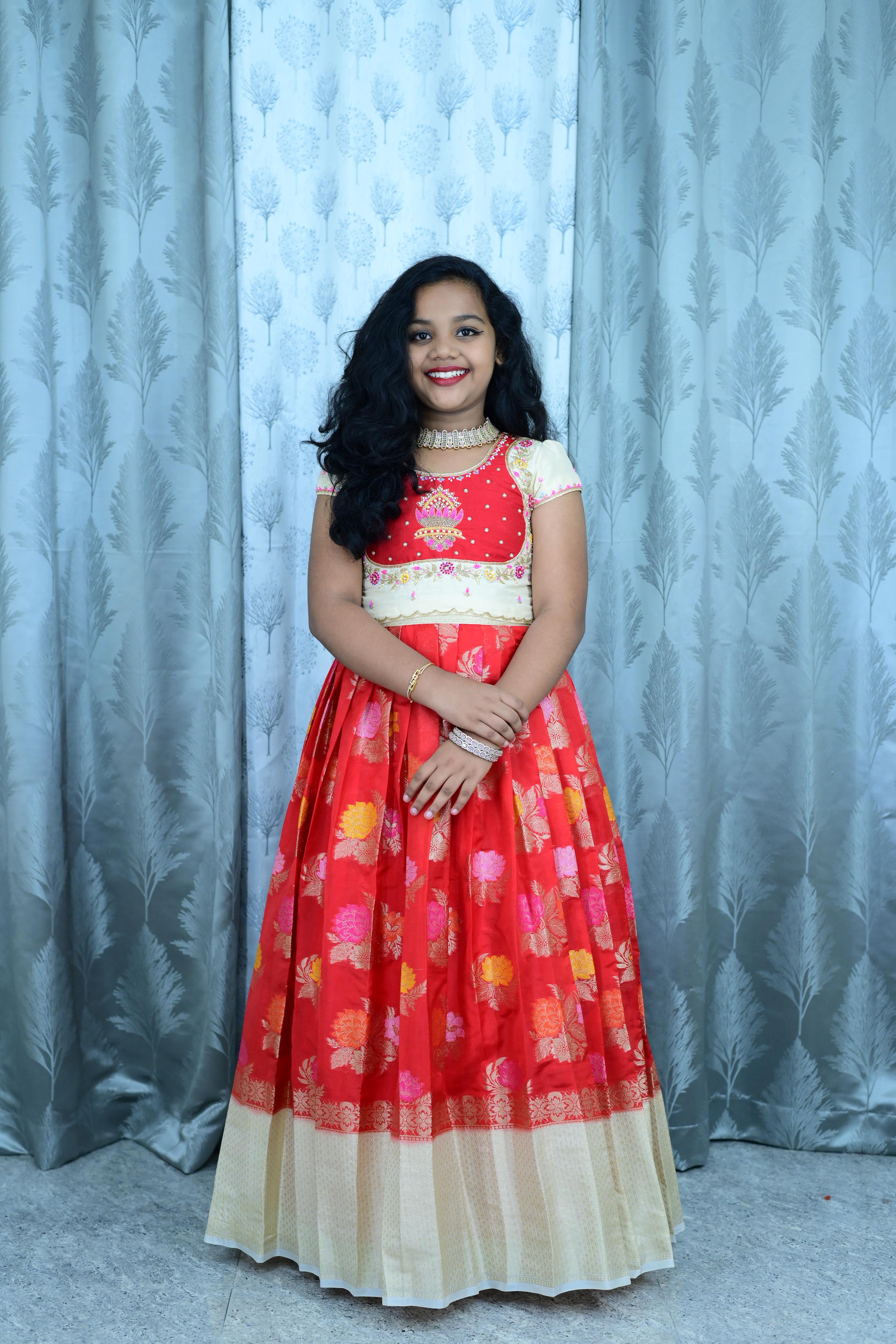 Banarasi Party Wear Kids Crop Top Set
